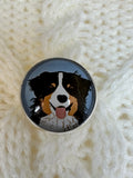 Collie Dog Glass & Metal Button – 22mm – Sold Individually