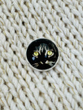 Tonks Approved Black Cat Glass & Metal Button – 22mm Description
