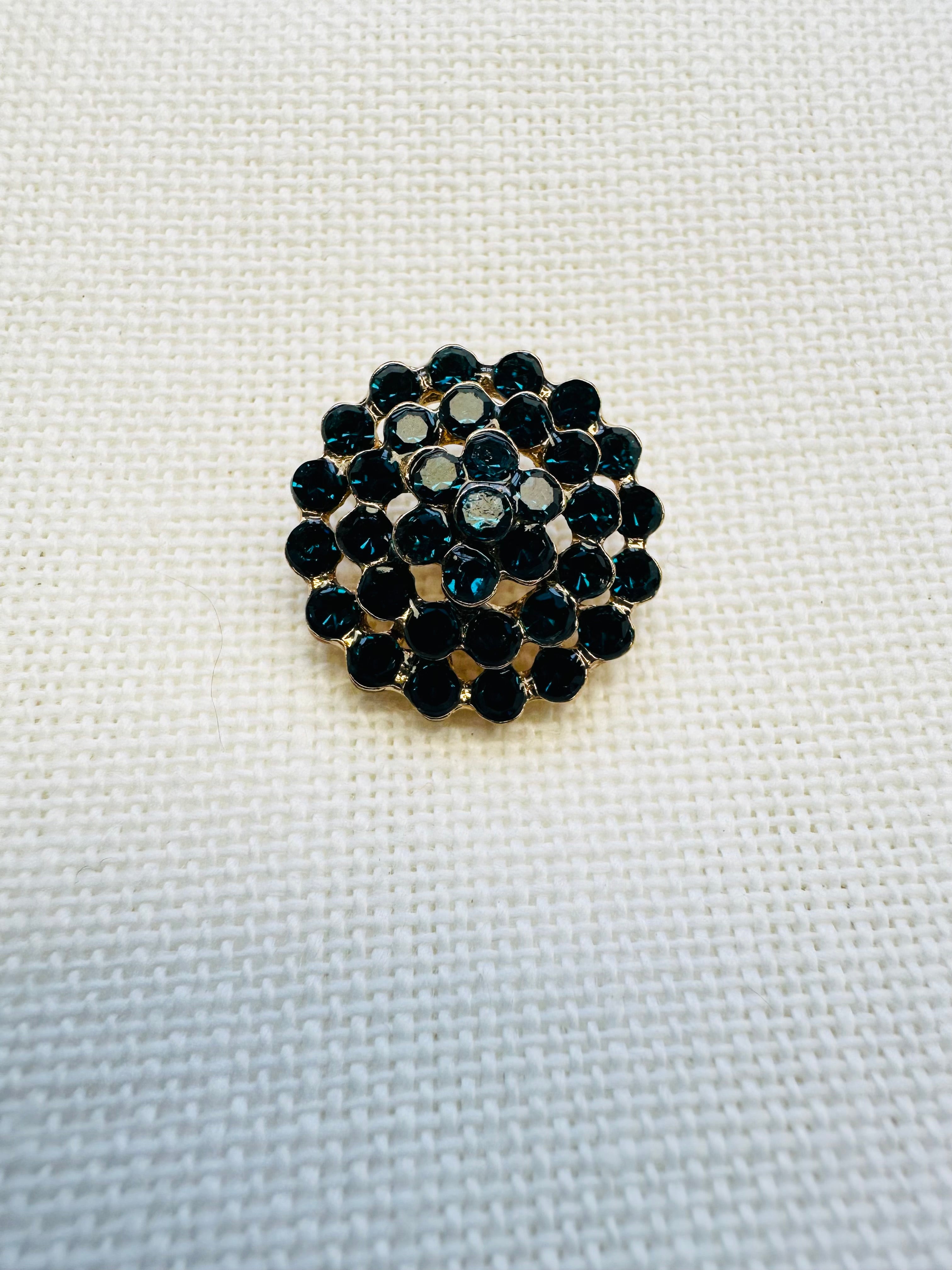 Teal Glass Rhinestone Button – 19mm (30L) – Sold Individually