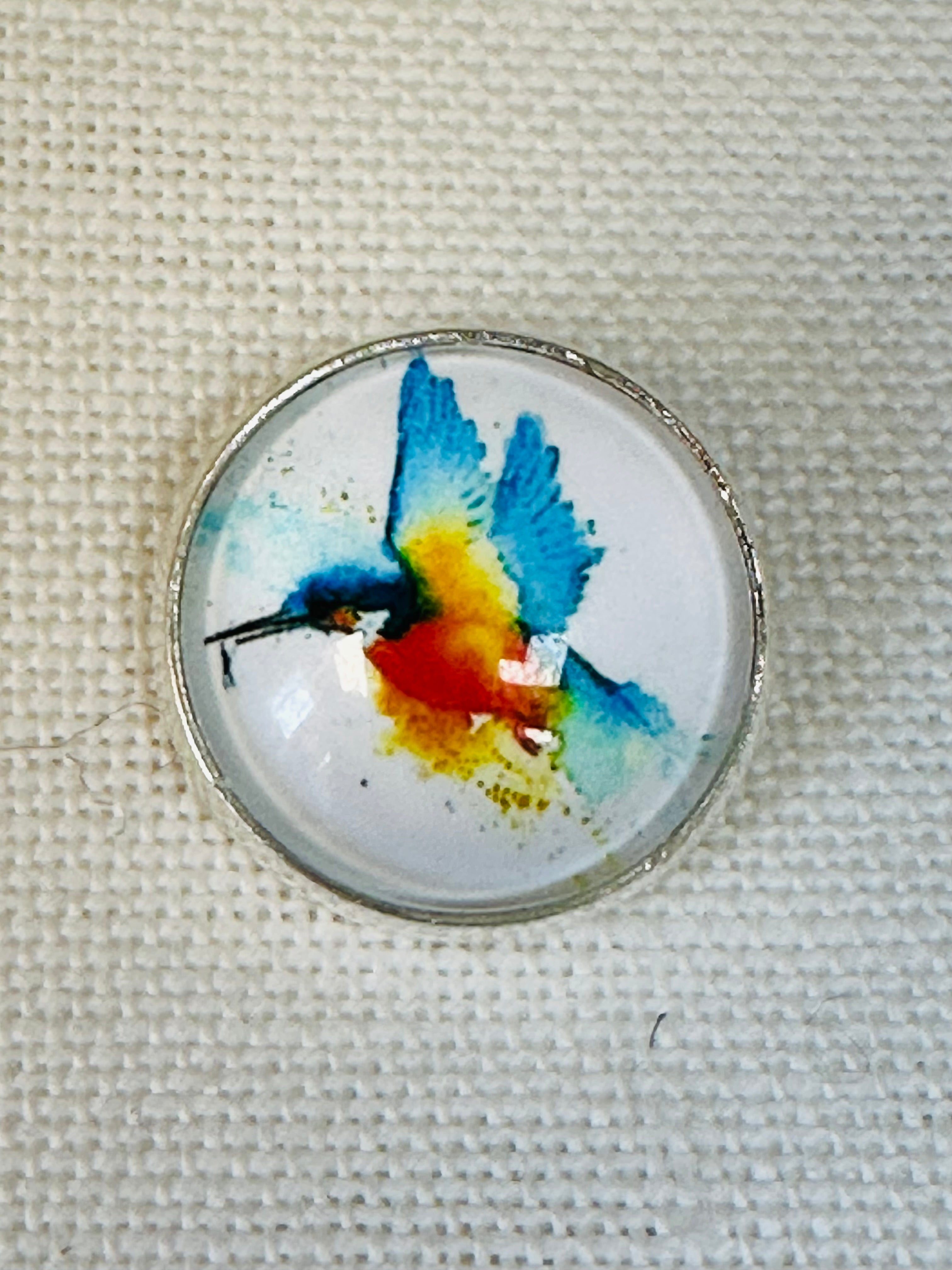 Kingfisher Glass & Metal Button – 22mm (34L / 7⁄8 inch) – Sold Individually