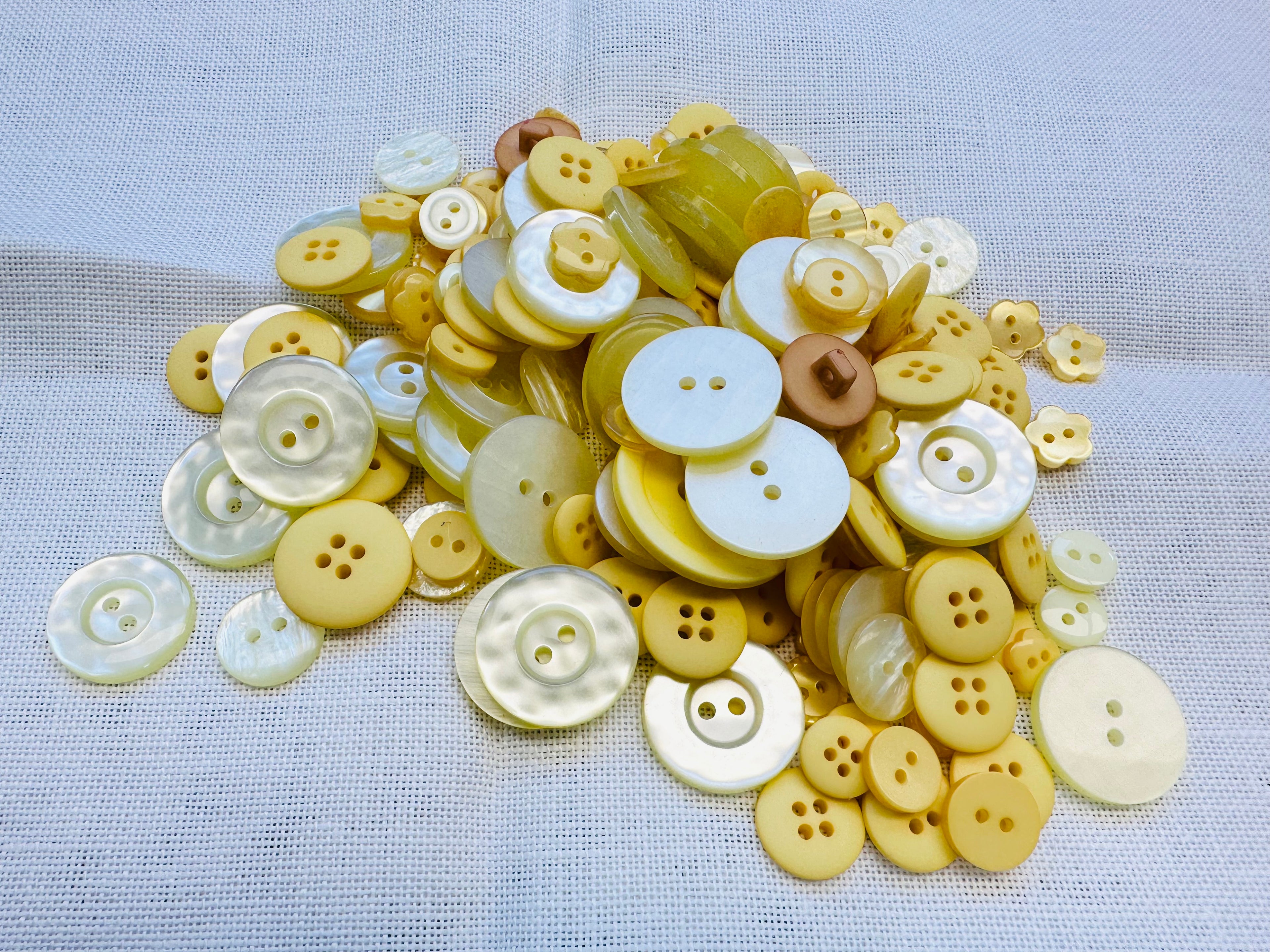 Yellow Craft Button Bag – A Sunny Mix of Unique Buttons for Knitting, Sewing & Crafts
