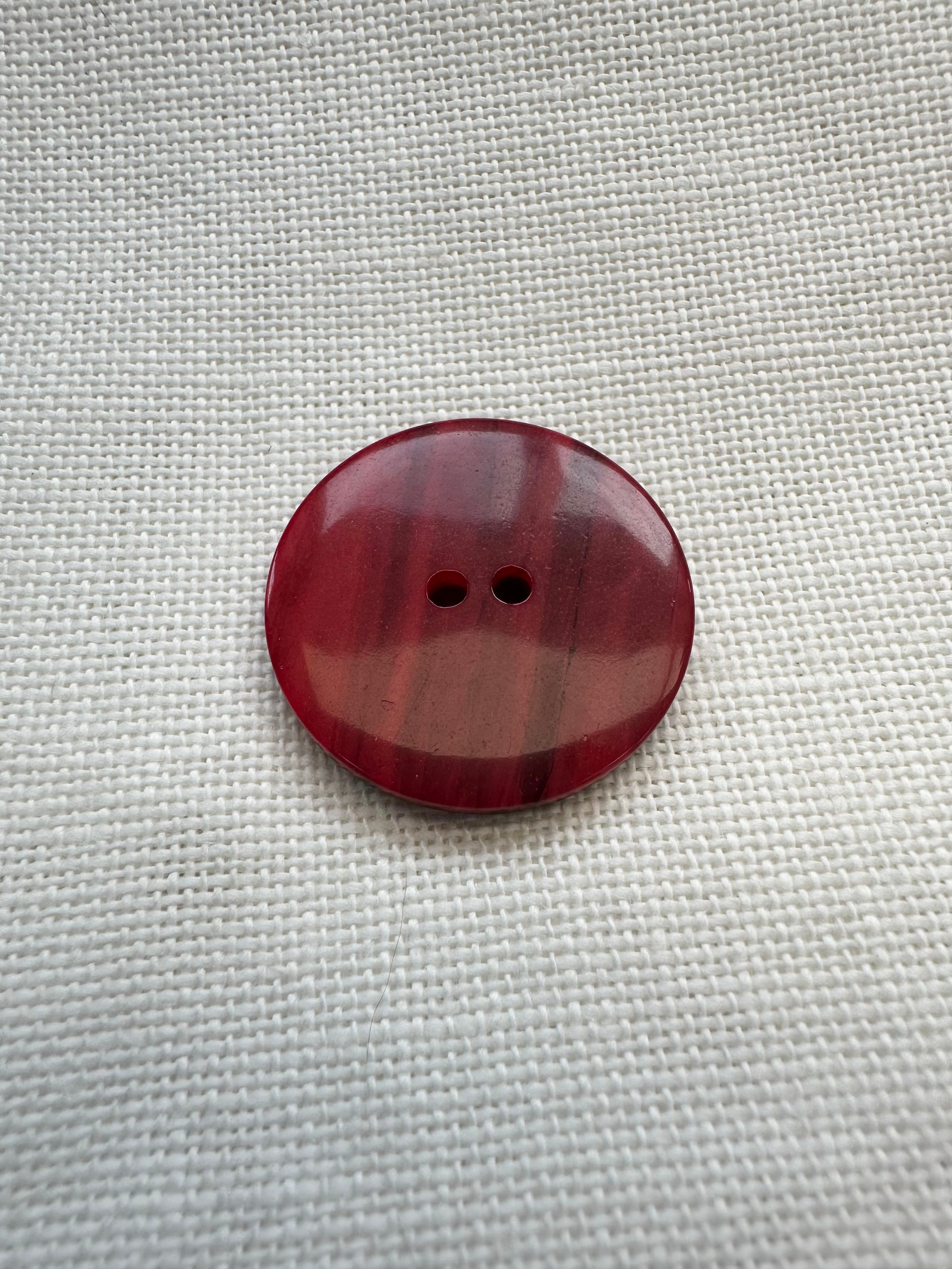 28mm Deep Red Marbled Button by Dill – Sold Individually – Coat & Cardigan Button