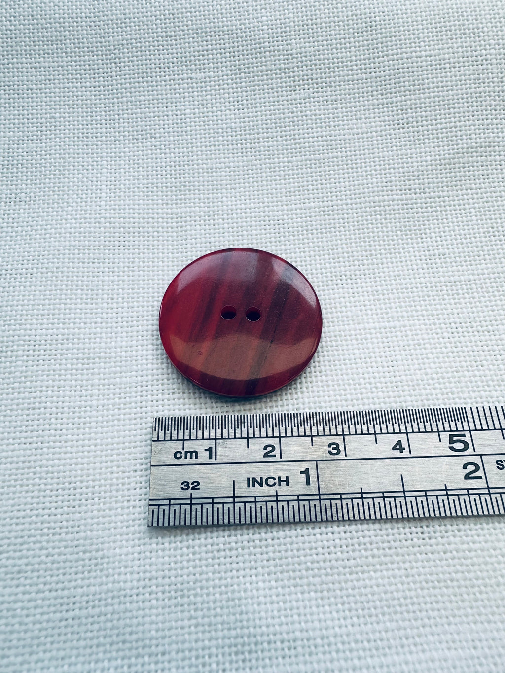 28mm Deep Red Marbled Button by Dill – Sold Individually – Coat & Cardigan Button