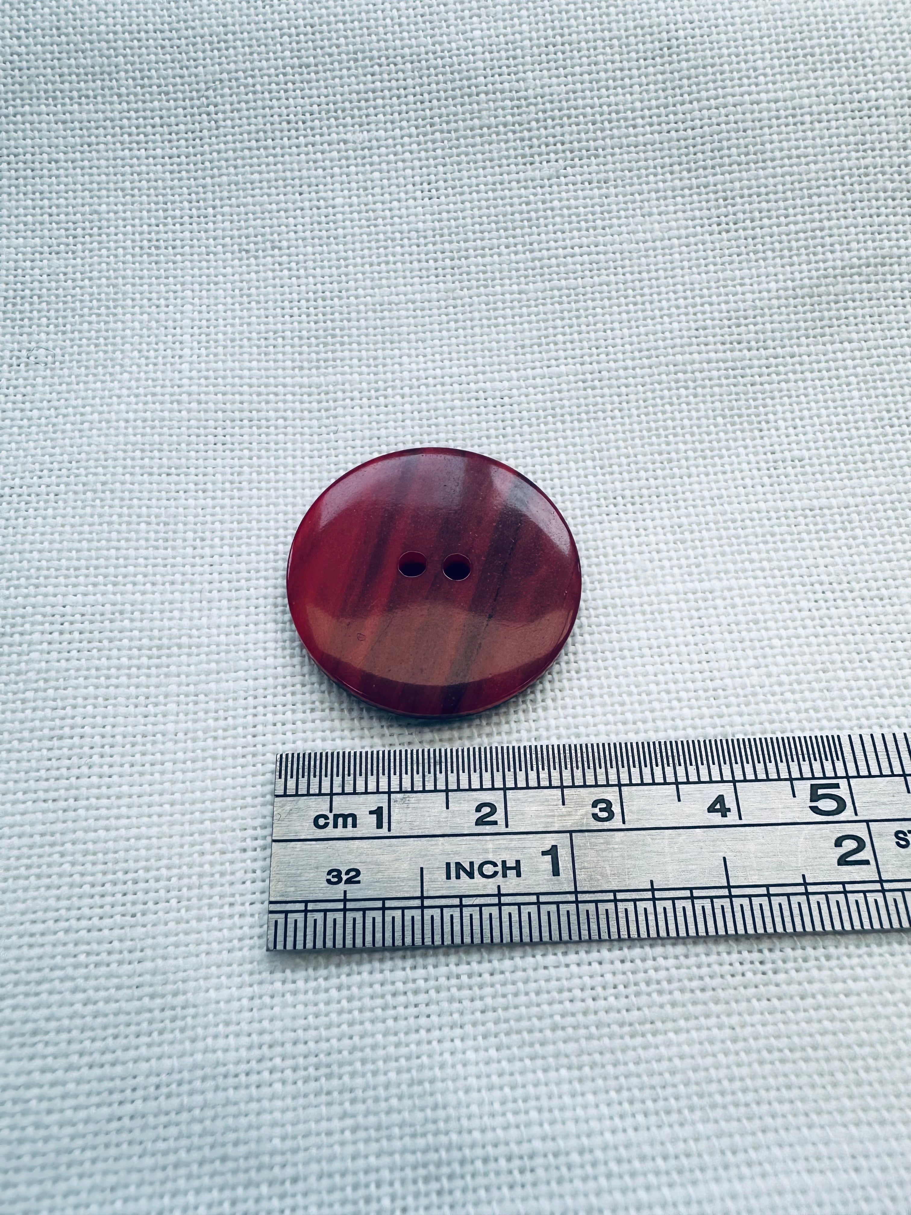 28mm Deep Red Marbled Button by Dill – Sold Individually – Coat & Cardigan Button