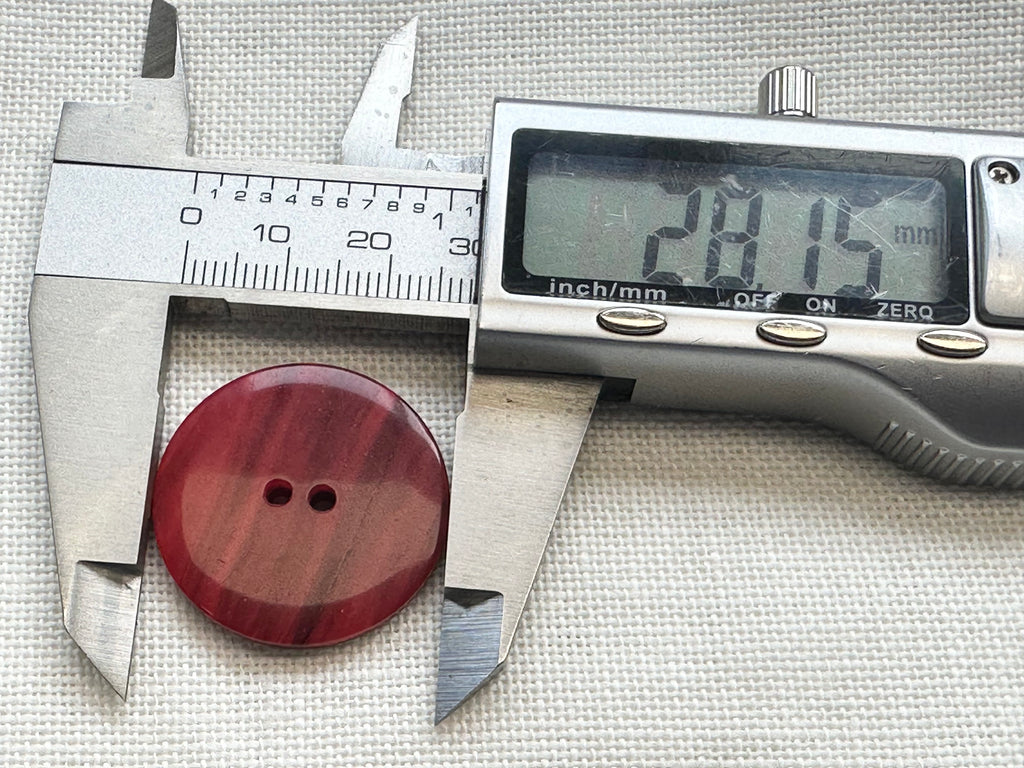 28mm Deep Red Marbled Button by Dill – Sold Individually – Coat & Cardigan Button