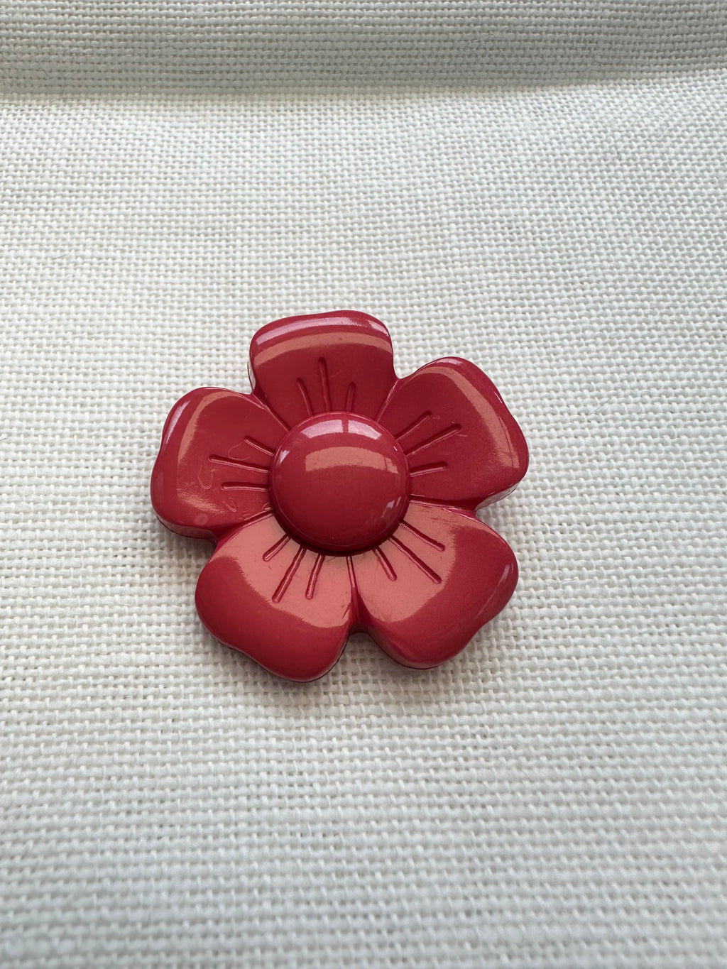 34mm Coral Red Flower Button – Decorative Statement Button – Sold Individually