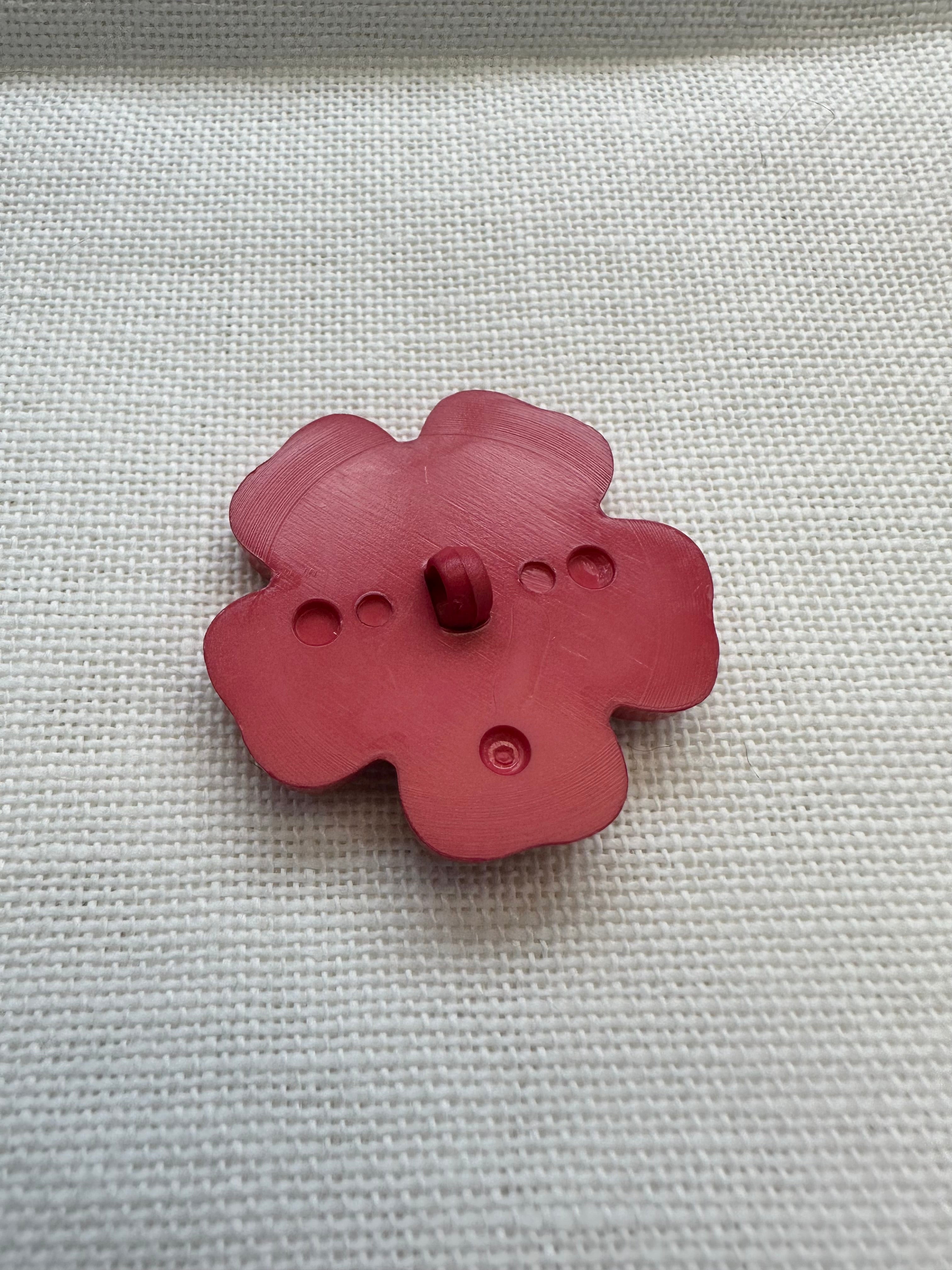 34mm Coral Red Flower Button – Decorative Statement Button – Sold Individually