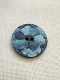 28mm blue floral buttons sold individually