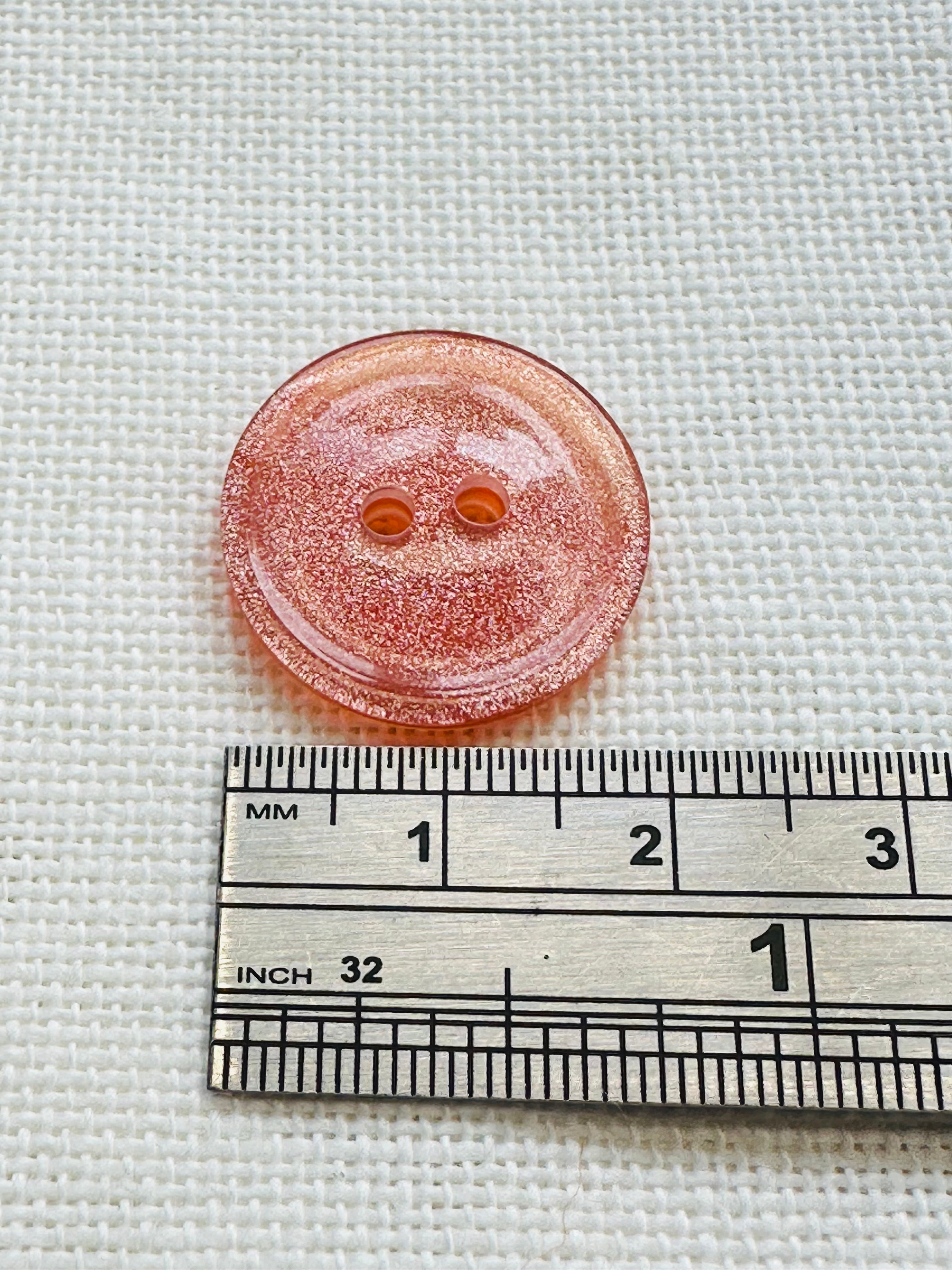 20mm Peach Shimmer Two Hole Button
