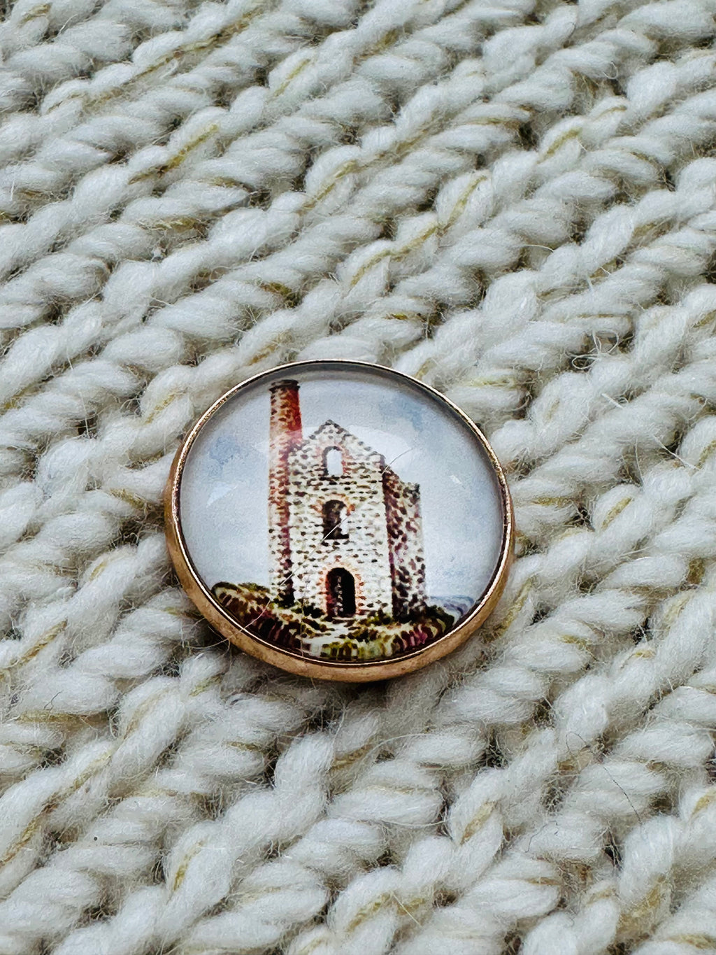 Cornish Engine House Glass & Metal Button – Hand Assembled in Our Cornish Studio
