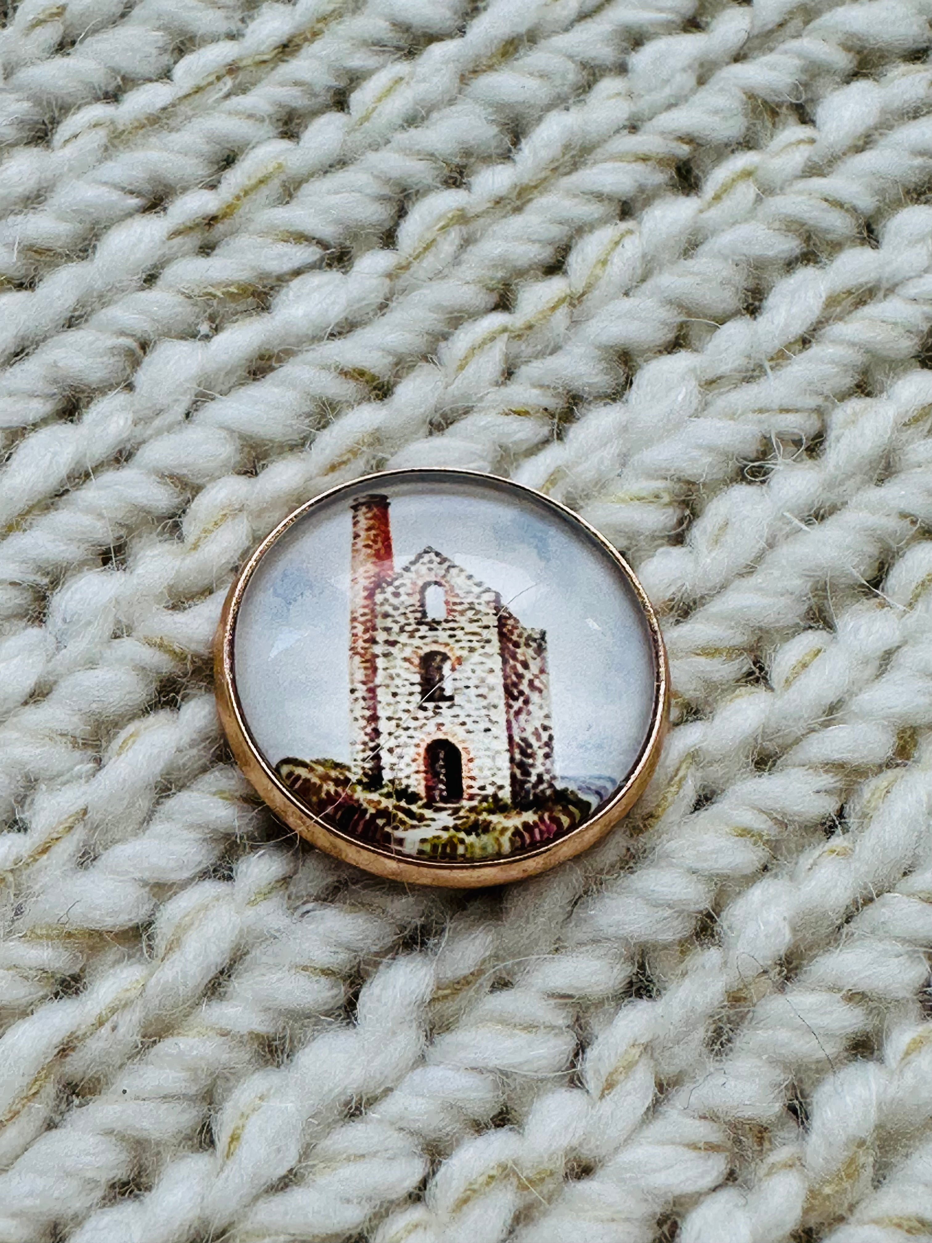Cornish Engine House Glass & Metal Button – Hand Assembled in Our Cornish Studio