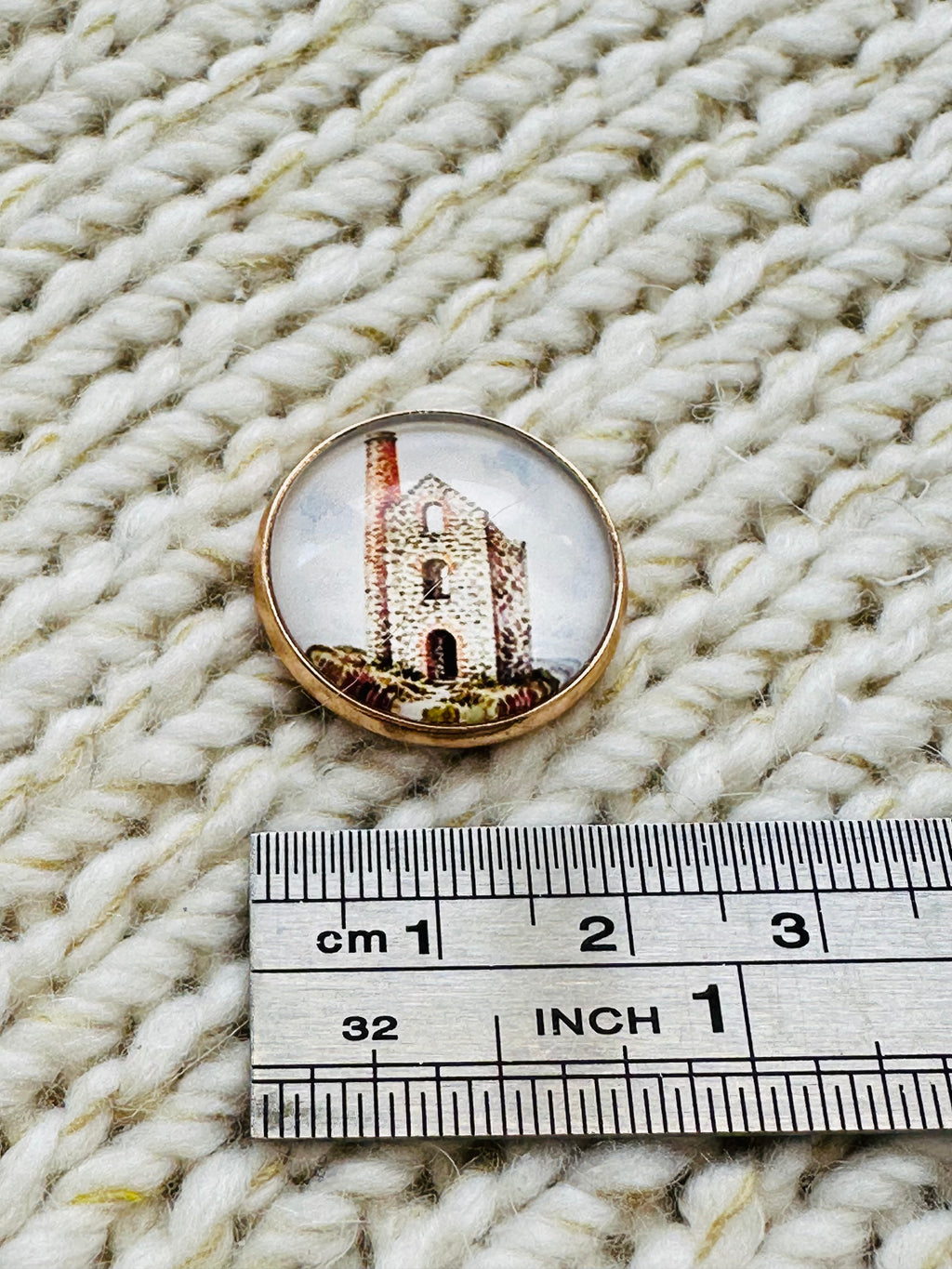 Cornish Engine House Glass & Metal Button – Hand Assembled in Our Cornish Studio
