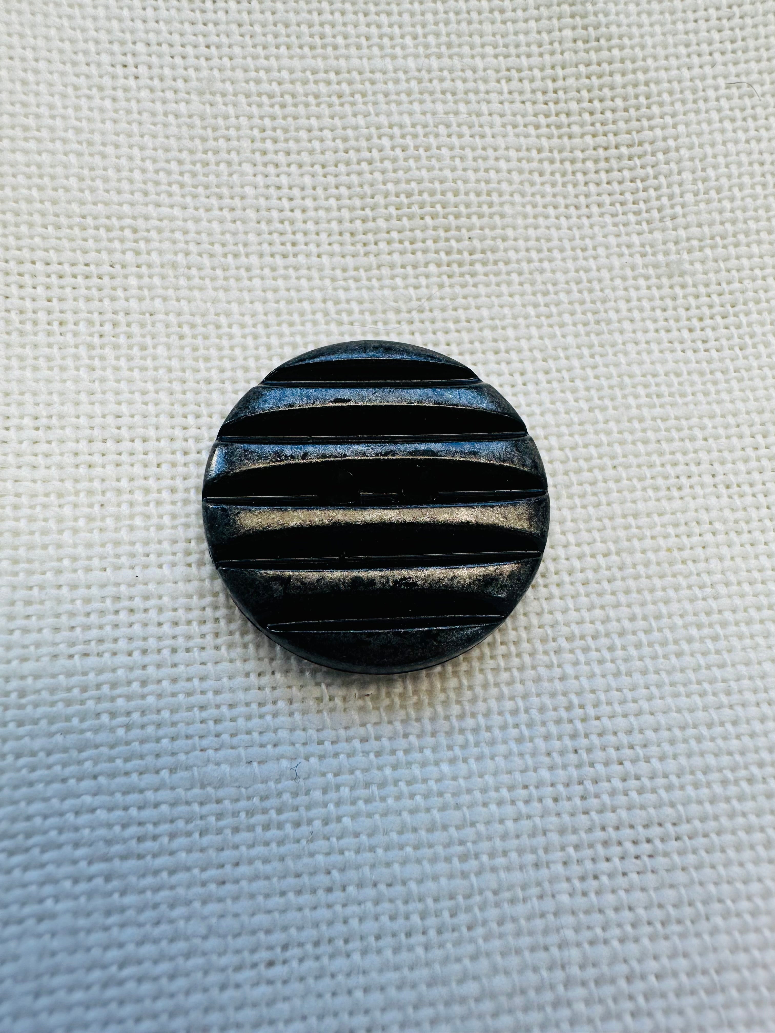 23mm Black & Gunmetal Striped Buttons – Sold Individually