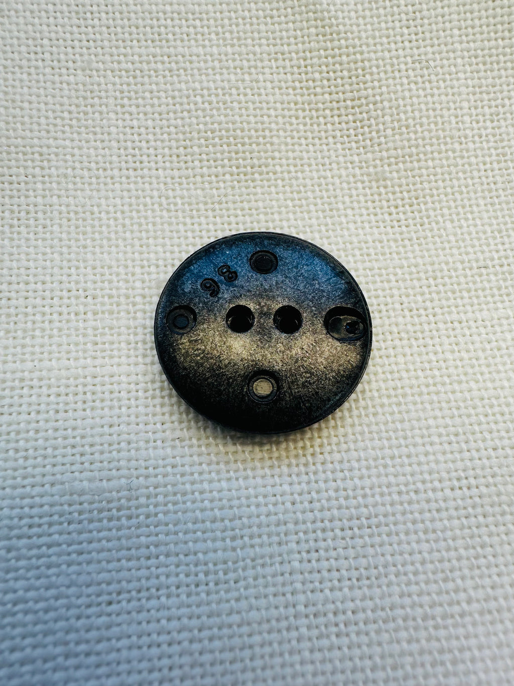 23mm Black & Gunmetal Striped Buttons – Sold Individually