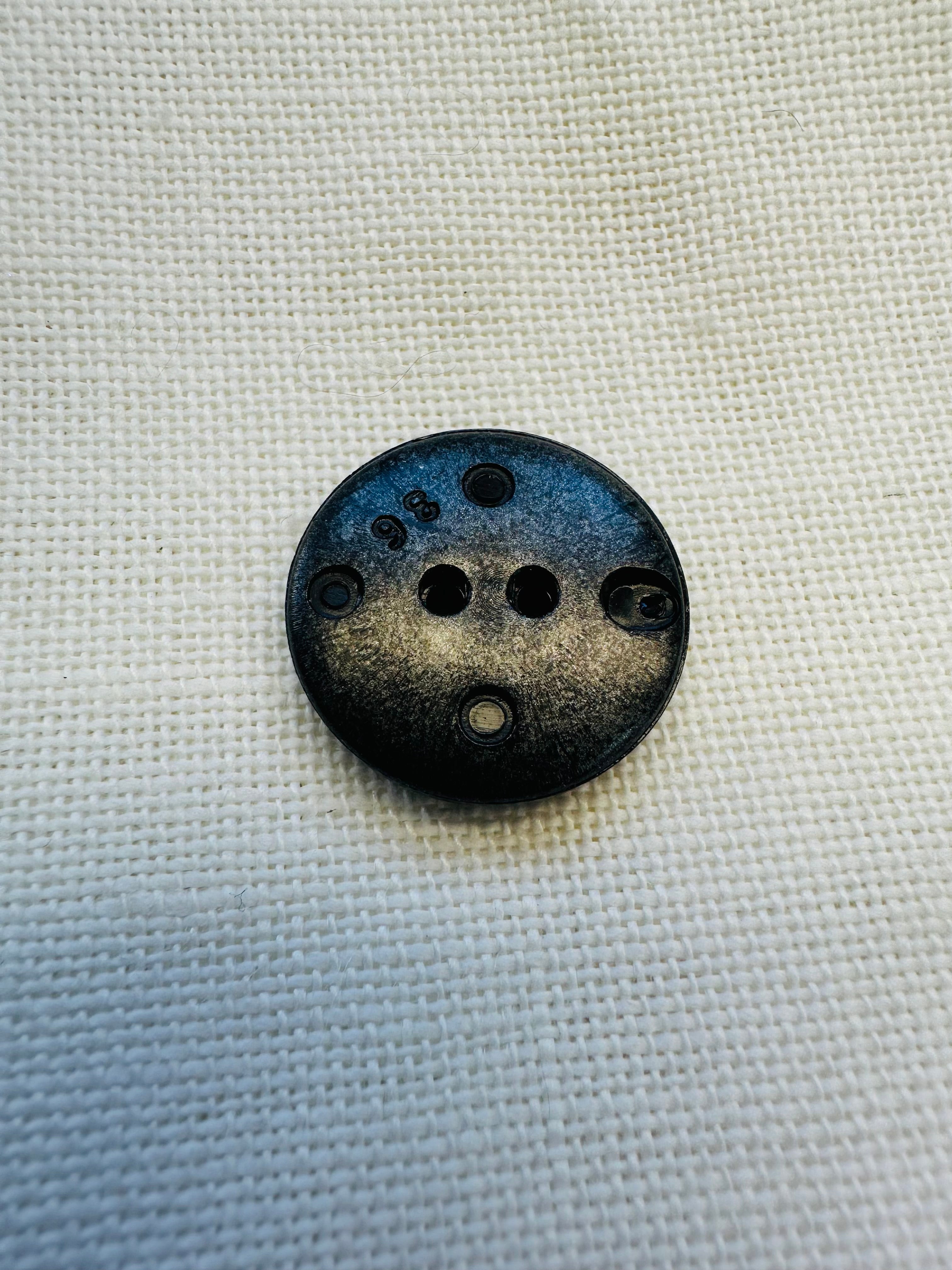 23mm Black & Gunmetal Striped Buttons – Sold Individually