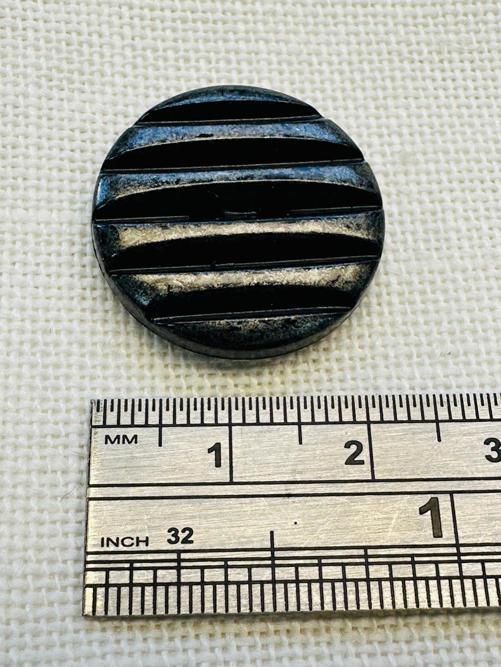 23mm Black & Gunmetal Striped Buttons – Sold Individually