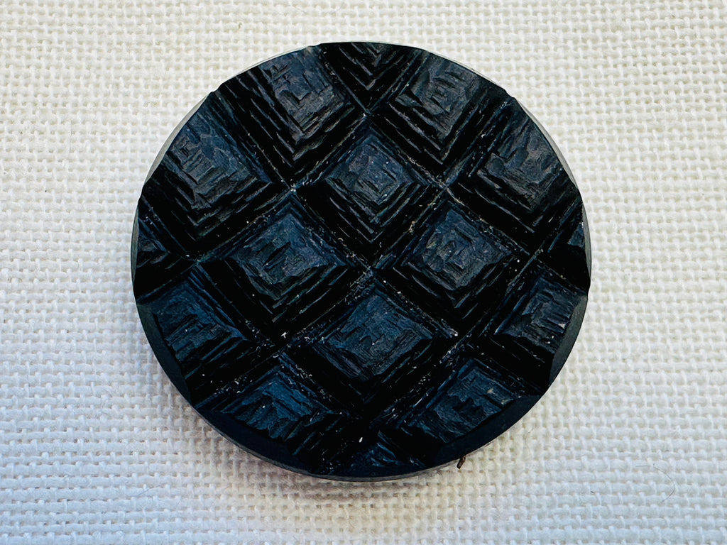 38mm Black Textured Coat Button – Large Flat Shank Jacket Button – Sold Individually