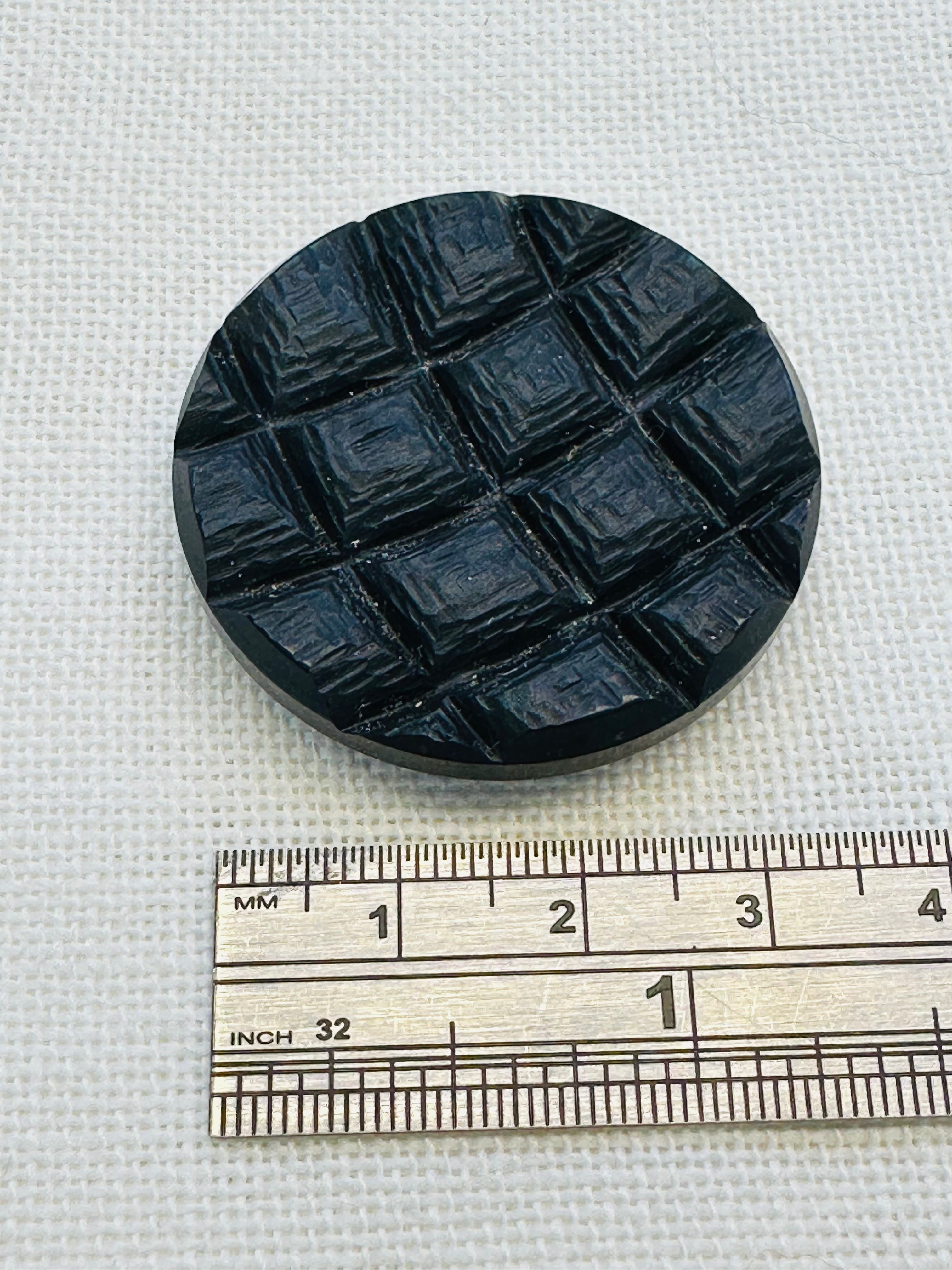 38mm Black Textured Coat Button – Large Flat Shank Jacket Button – Sold Individually