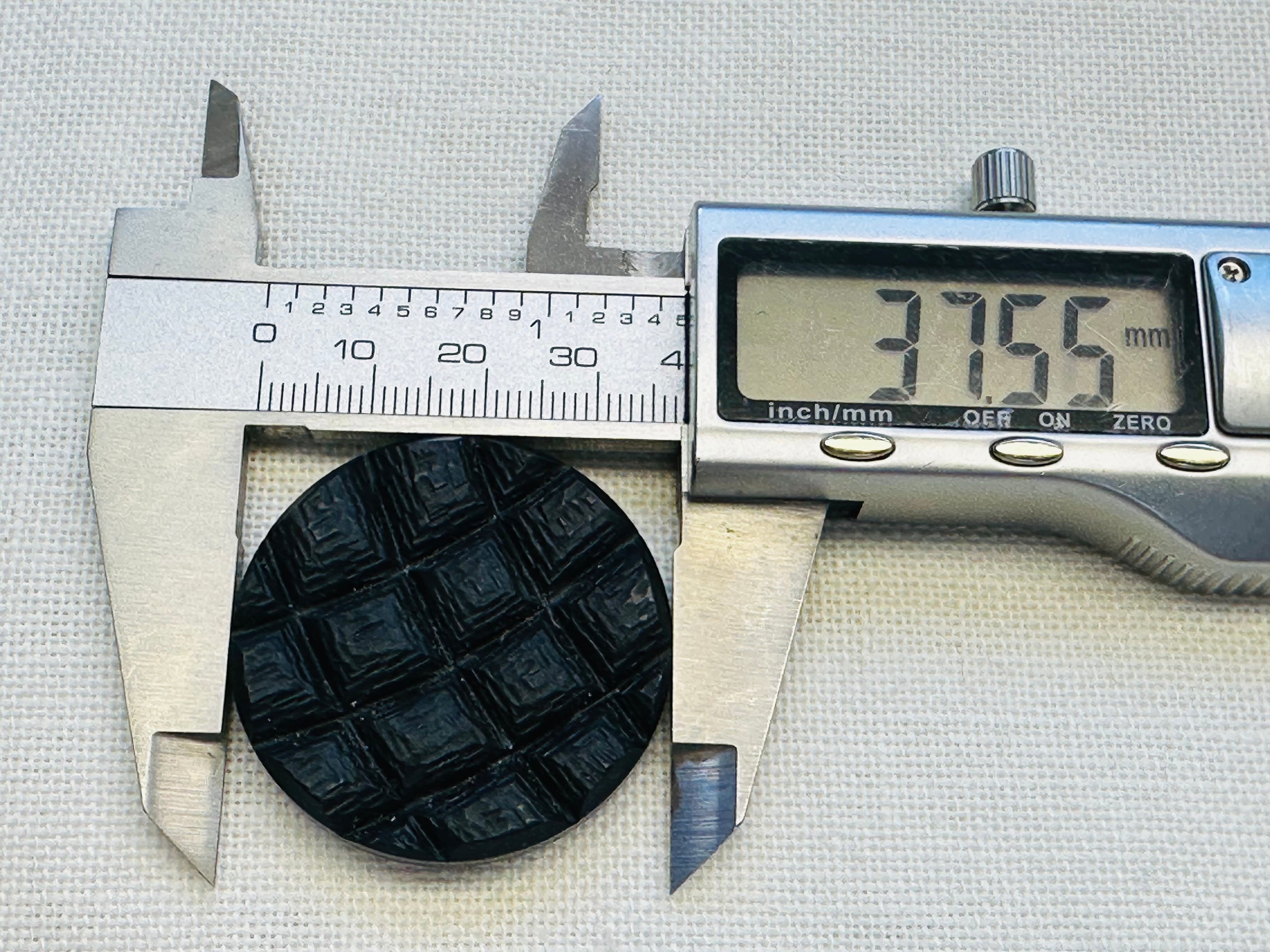 38mm Black Textured Coat Button – Large Flat Shank Jacket Button – Sold Individually