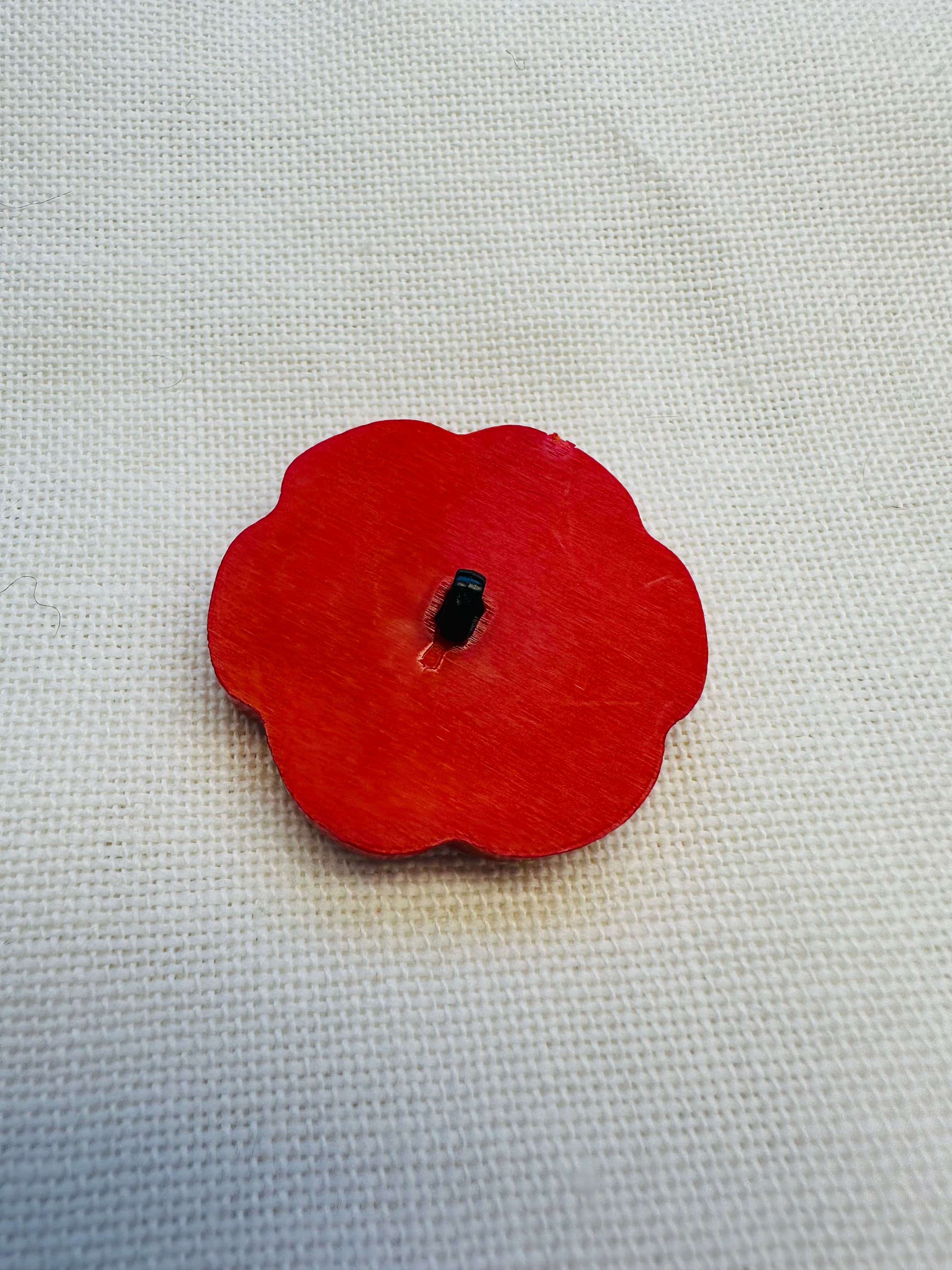 Large Red Poppy Flower Button – 36mm – Coat, Jacket & Craft Button