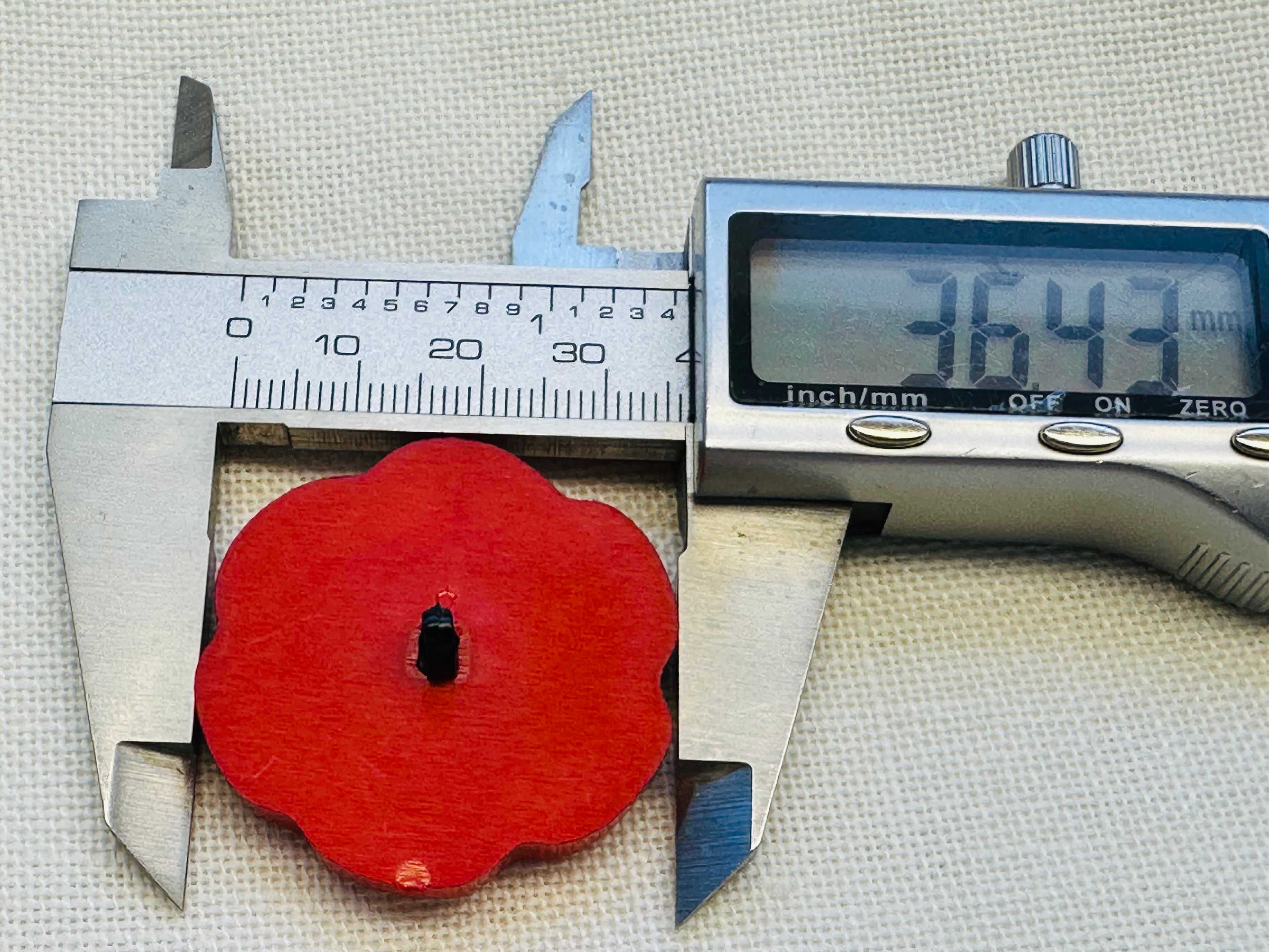Large Red Poppy Flower Button – 36mm – Coat, Jacket & Craft Button