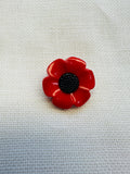 23mm Red Poppy Flower Button – Black Centre – Sold Individually