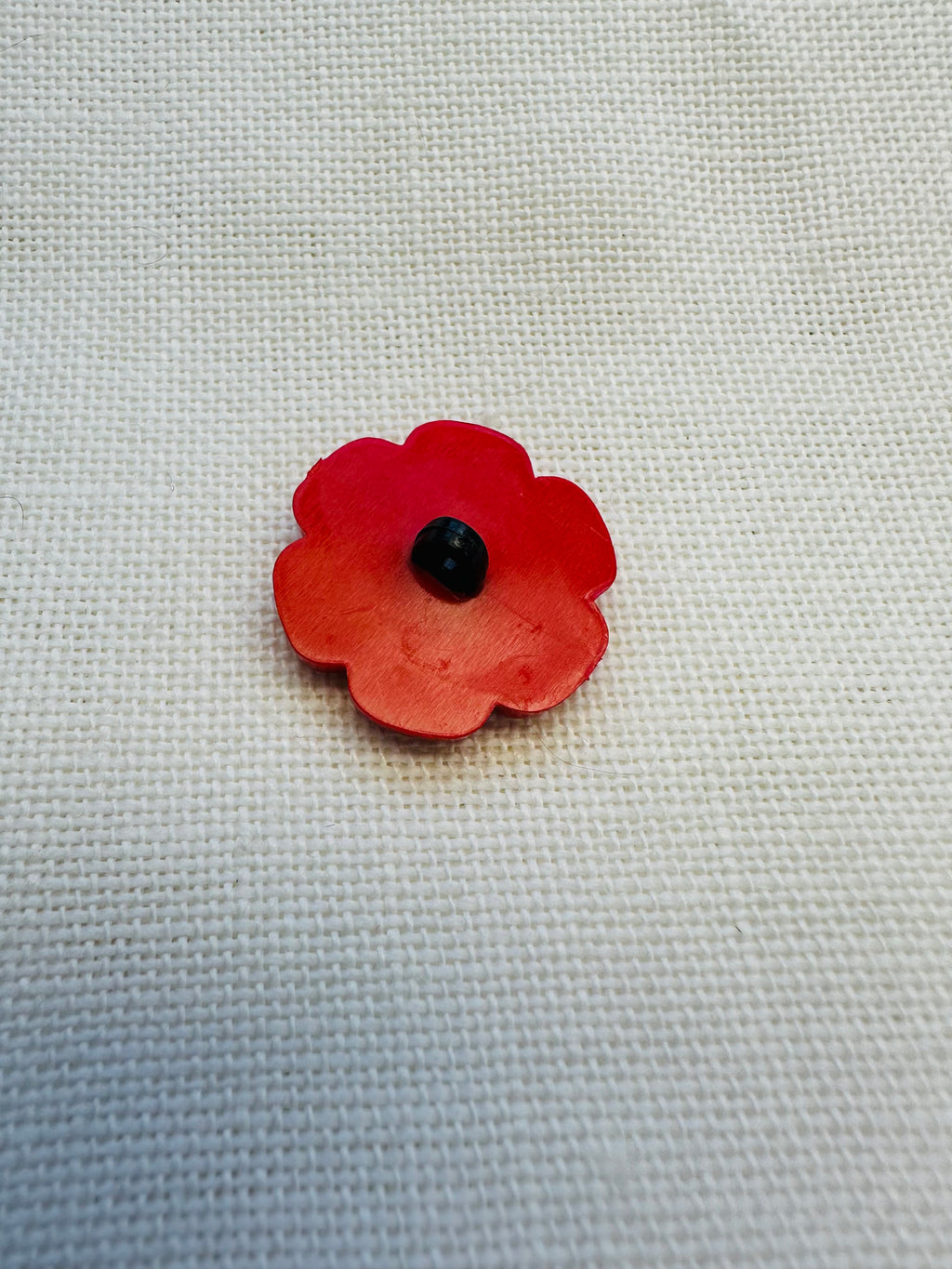 23mm Red Poppy Flower Button – Black Centre – Sold Individually