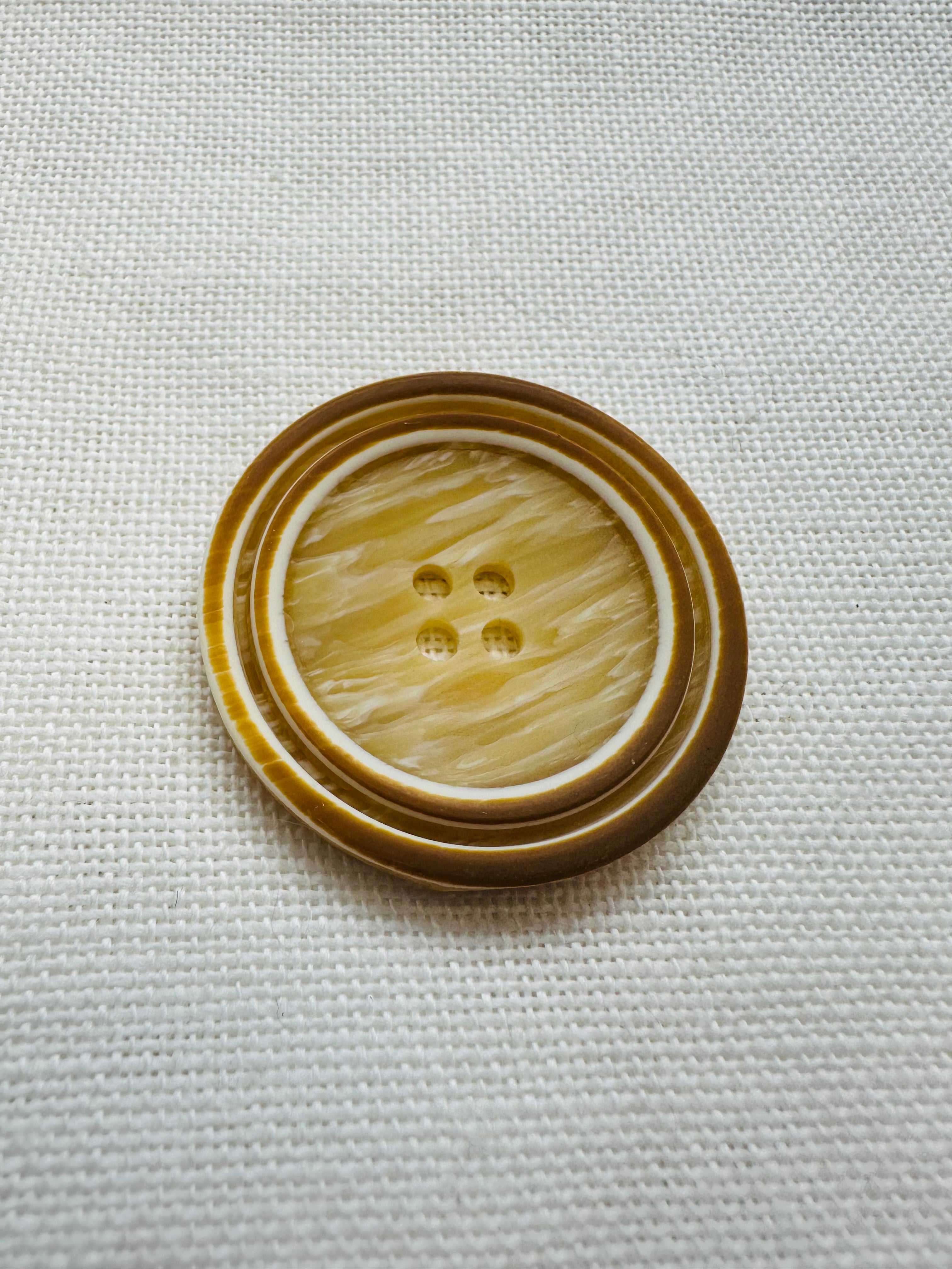 38mm Caramel & Cream Large Coat Button – 4 Hole Jacket Button – Sold Individually