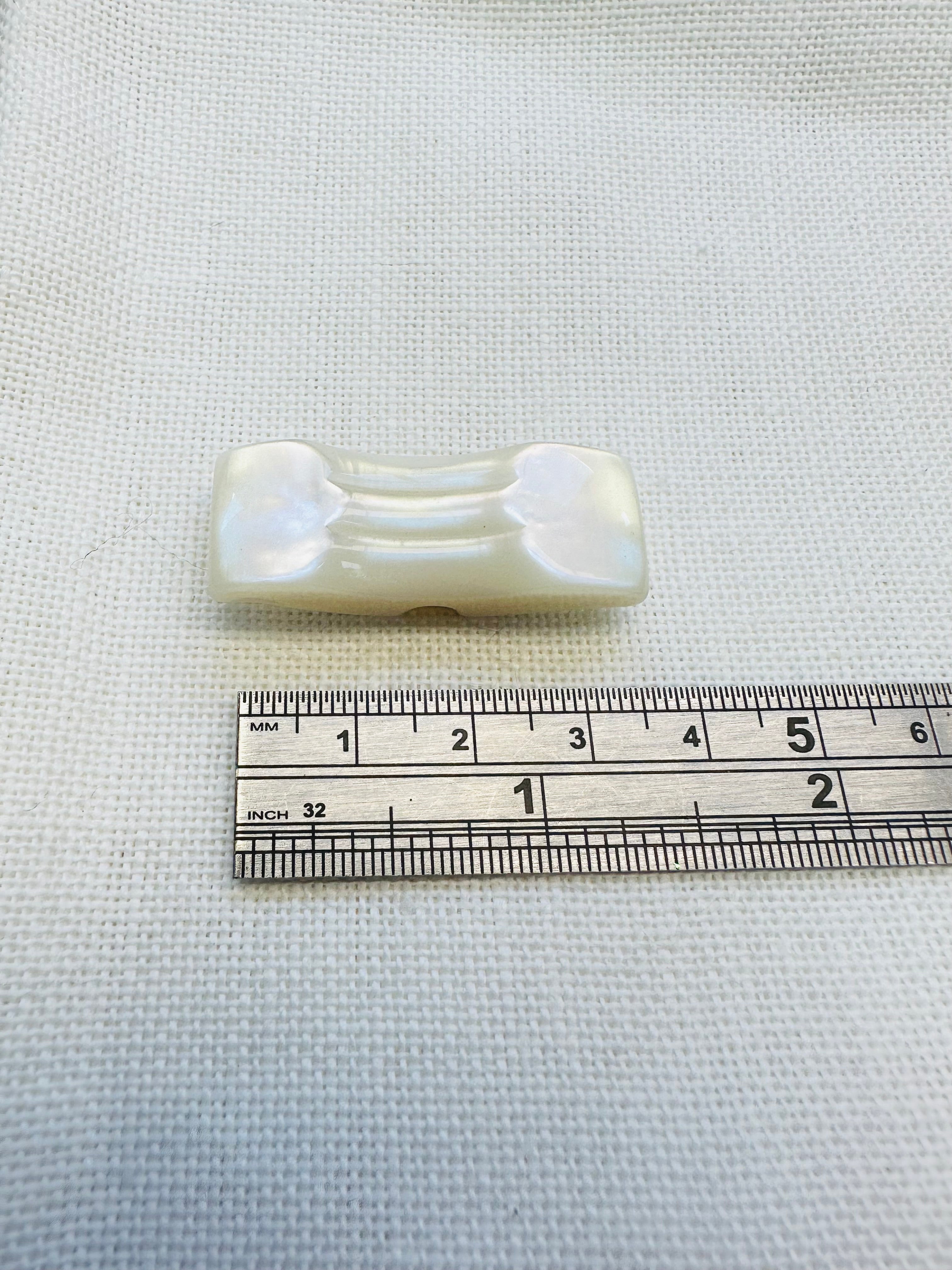 38mm Iridescent Cream Flat Shank Toggle Button