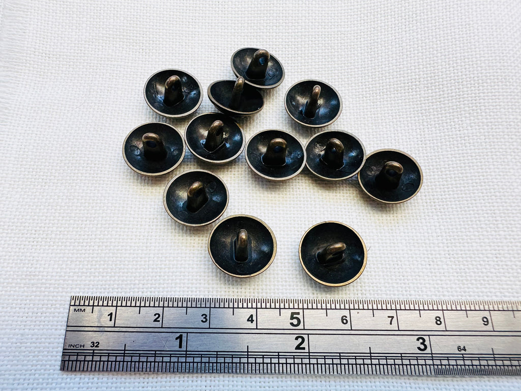 Antiqued Brass Metal Buttons – 15mm Decorative Design – Pack of 12