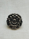 Tudor Rose Metal Button by Dill – 23mm – Antique Silver Finish – Sold Individually