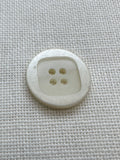 Light Cream Four Hole Button – 20mm – Pearly Square Design – Sold Individually