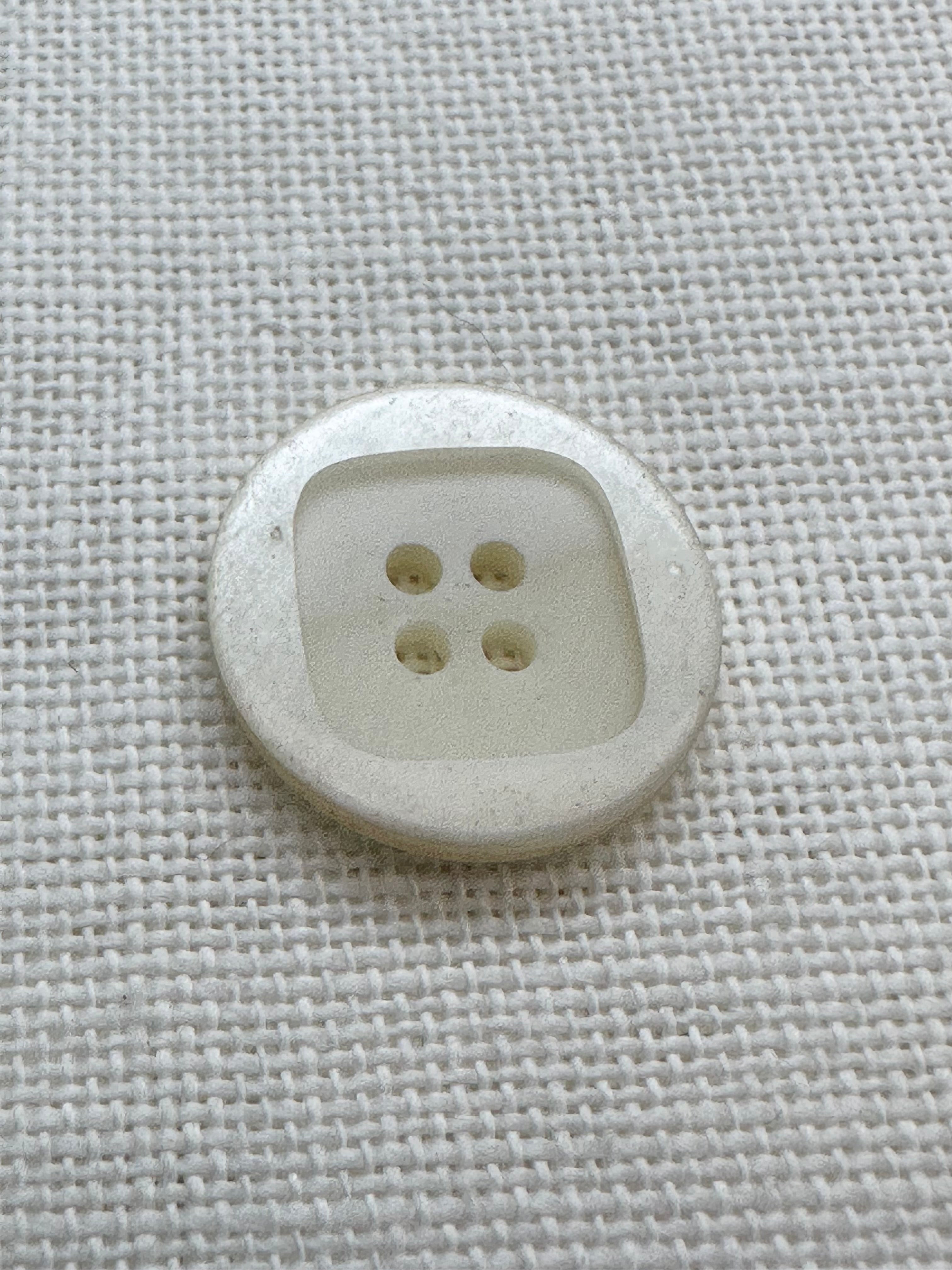 Light Cream Four Hole Button – 20mm – Pearly Square Design – Sold Individually