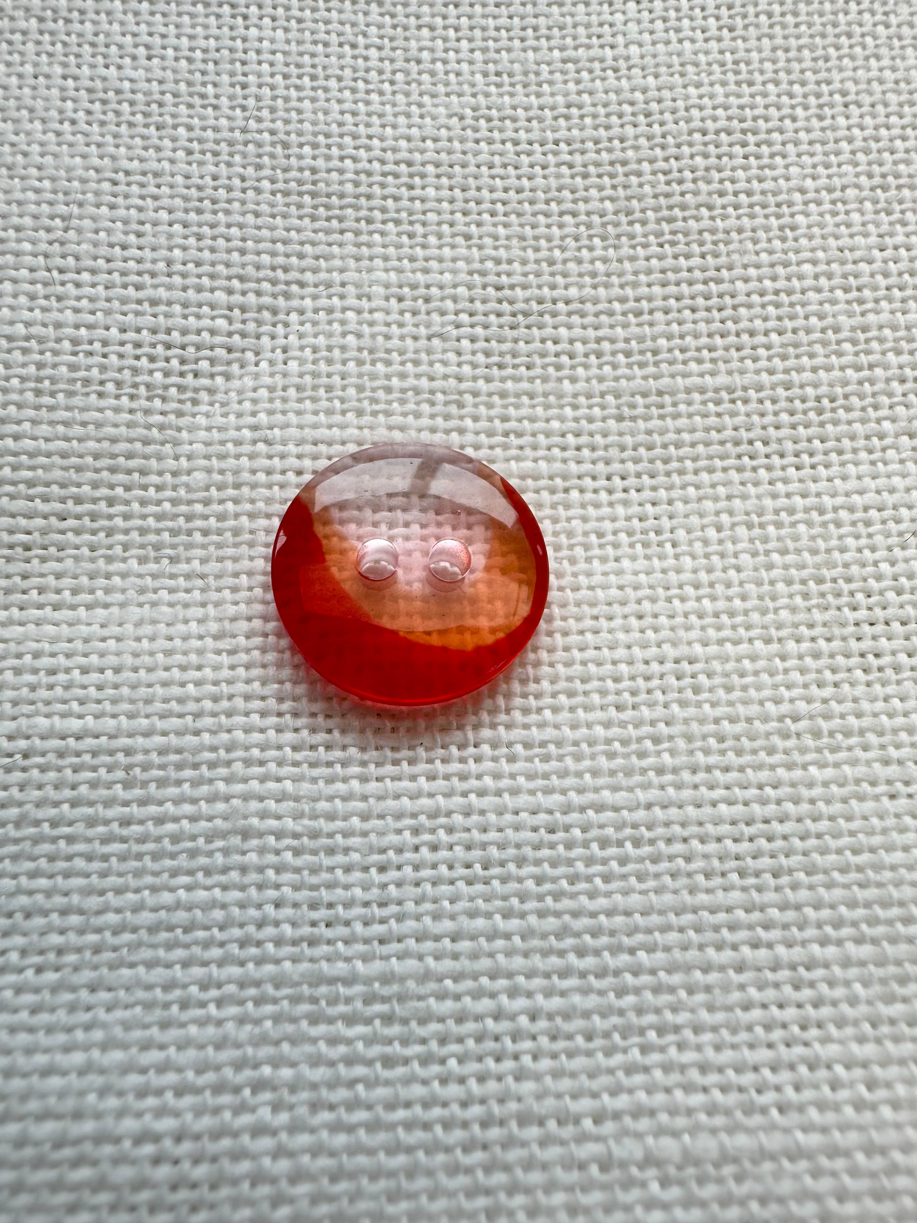 Transparent Red 2 Hole Button – 15mm – Sold Individually