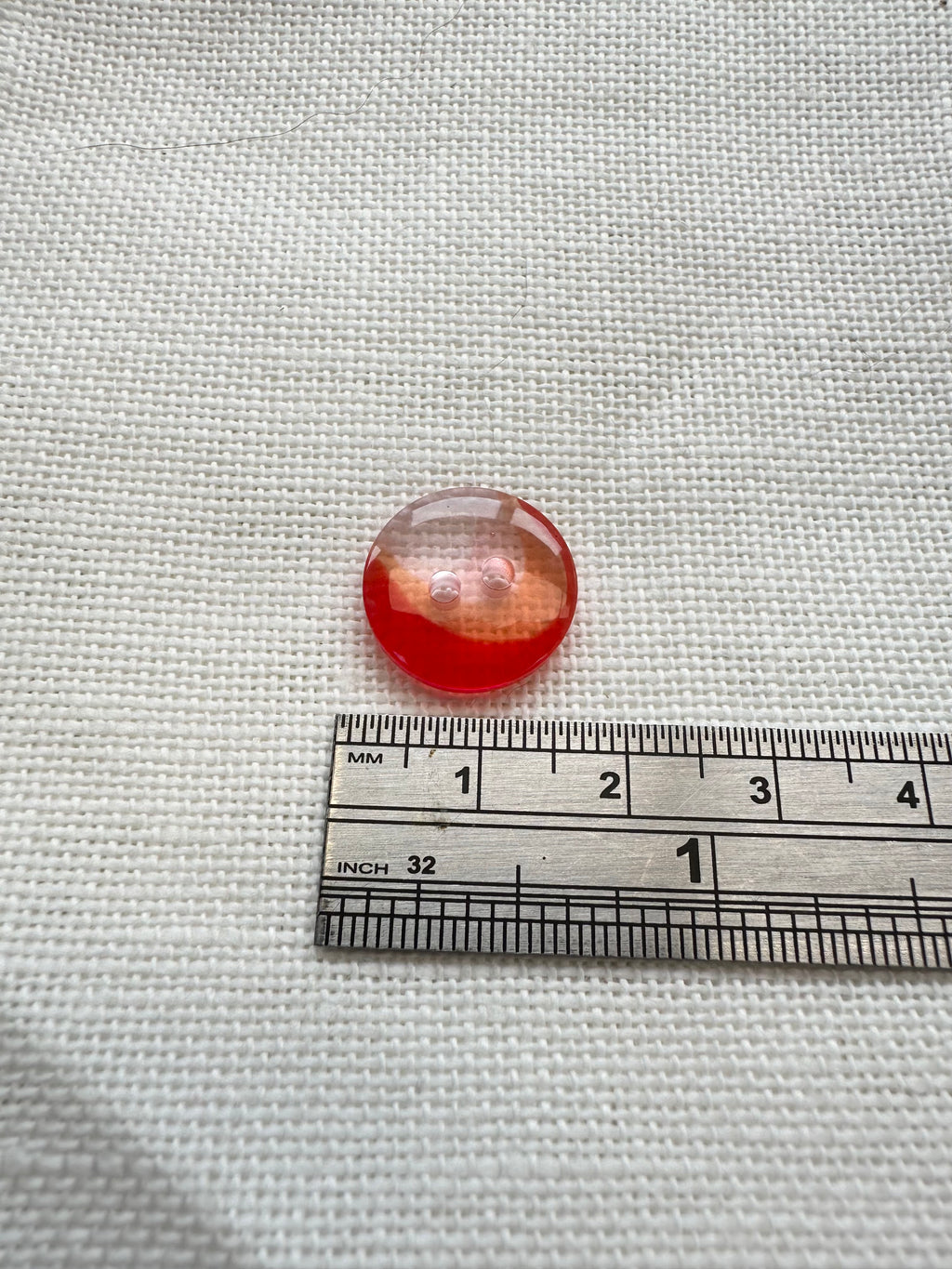 Transparent Red 2 Hole Button – 15mm – Sold Individually