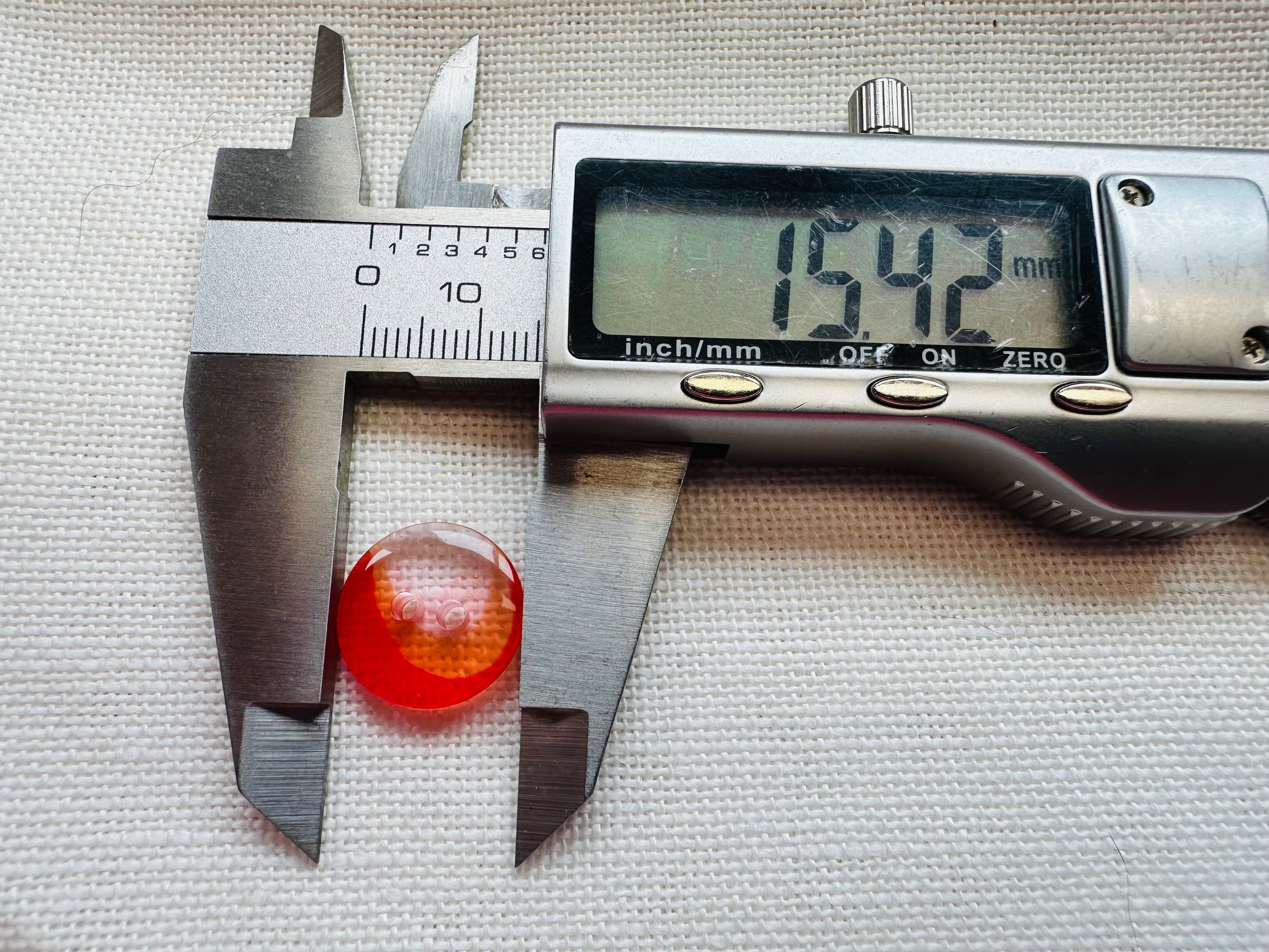 Transparent Red 2 Hole Button – 15mm – Sold Individually