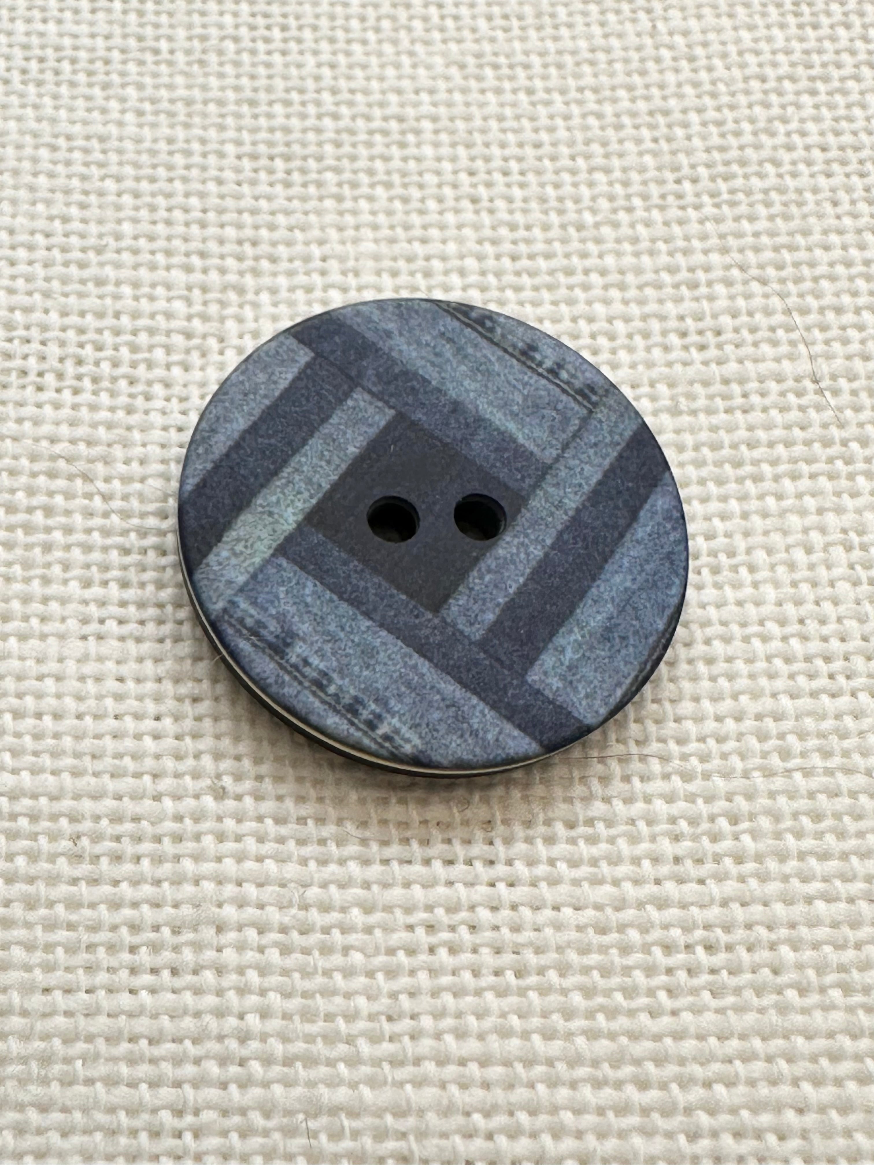 23mm Denim Blue Geometric 2 Hole Button – 36L 7/8 Inch