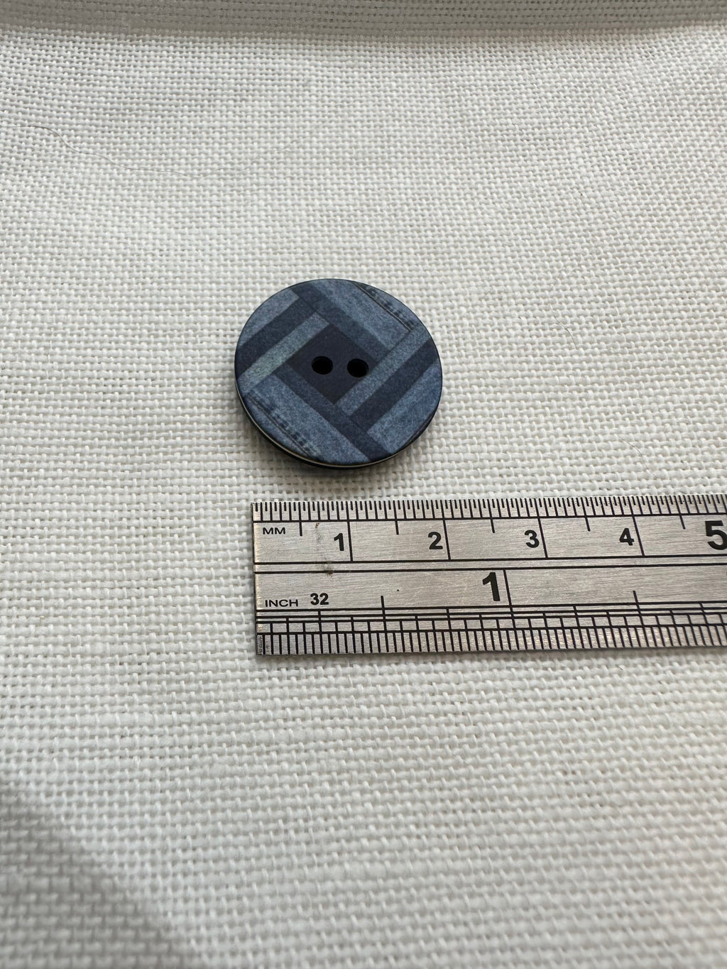23mm Denim Blue Geometric 2 Hole Button – 36L 7/8 Inch