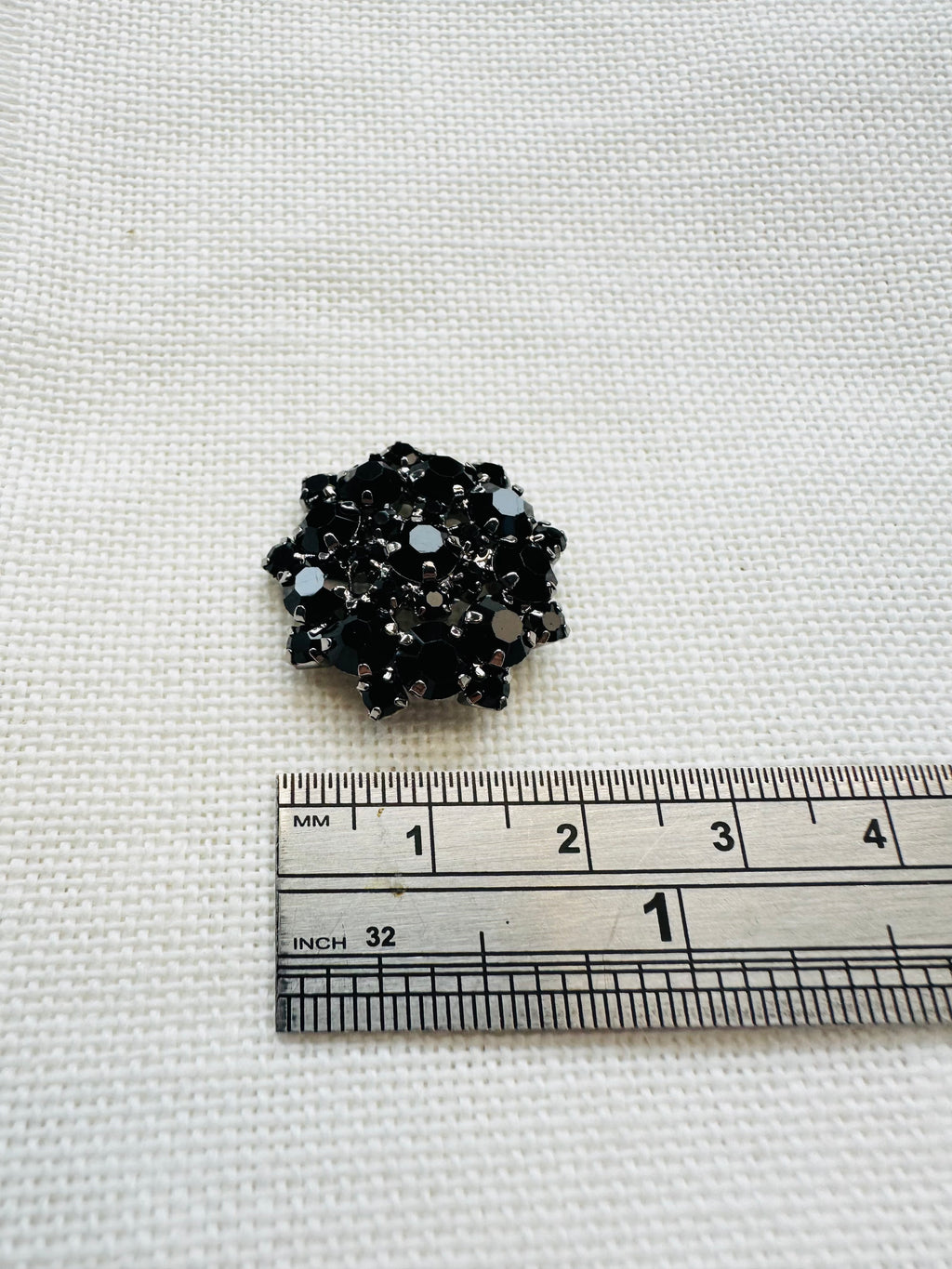 22mm Black Jewel Button – Sparkly Statement Button