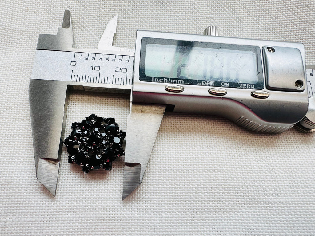22mm Black Jewel Button – Sparkly Statement Button