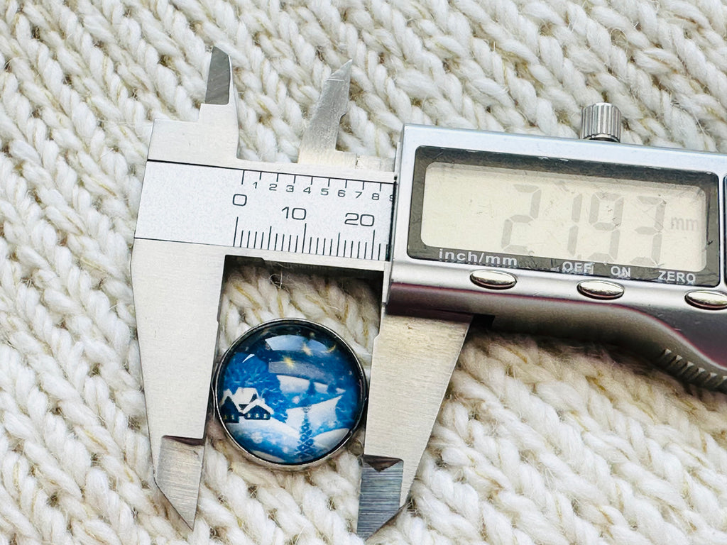 22mm Christmas Village Glass & Metal Button – Hand-Assembled in Cornwall