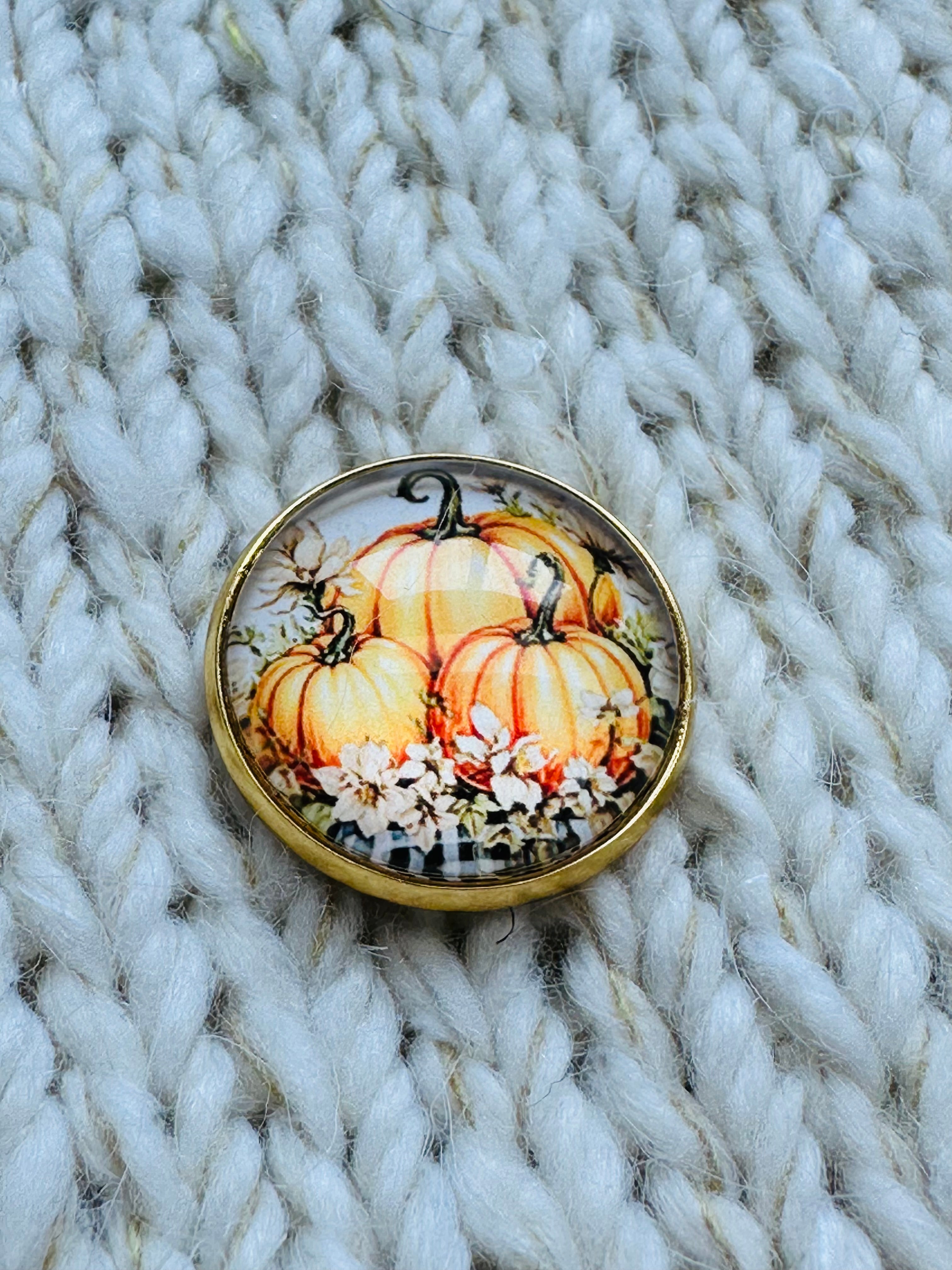 Pumpkin Glass & Metal Button – 22mm – Autumn Button