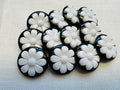 Black & White Daisy Flower Buttons 25mm – Pack of 12