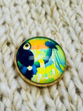 Toucan Glass & Metal Button – 22mm – Sold Individually