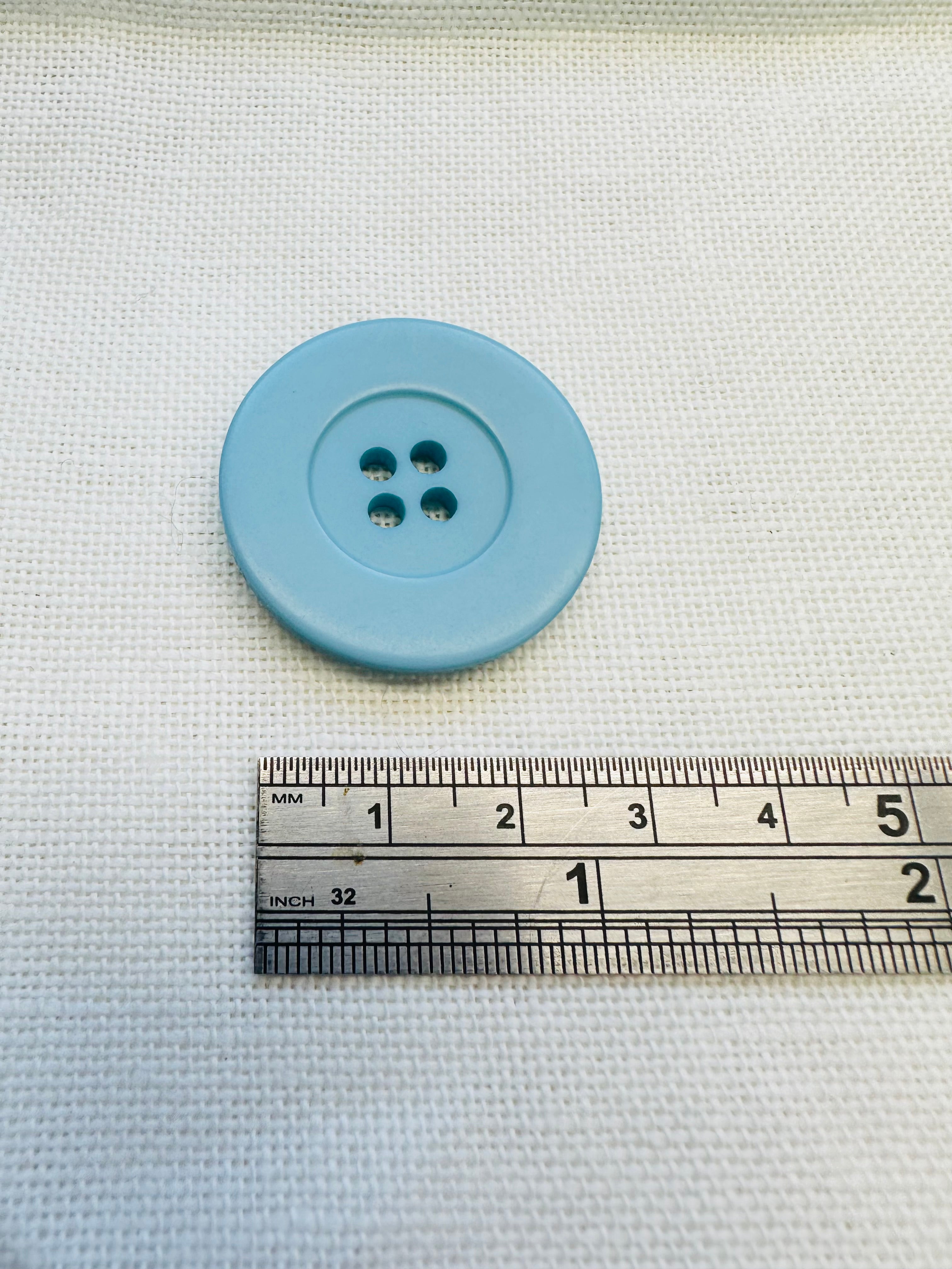 32mm Turquoise Blue Hand Dyed Button – Large 4 Hole Sewing Button – Sold Individually