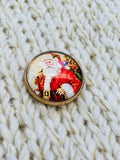Santa Christmas Glass & Metal Button – 22mm