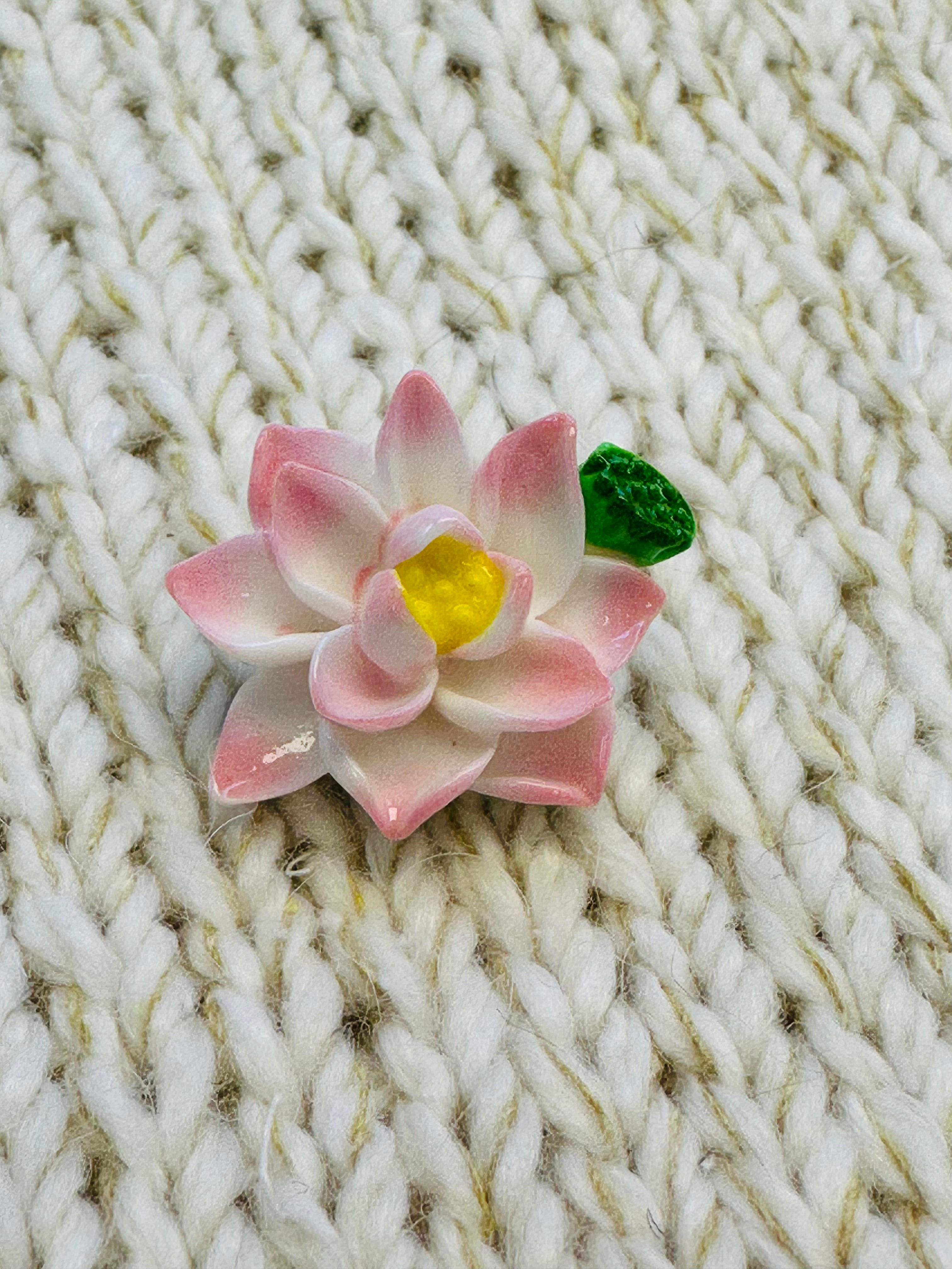 Pink Lotus Flower Button – 27mm Decorative Shank Button – Sold Individually