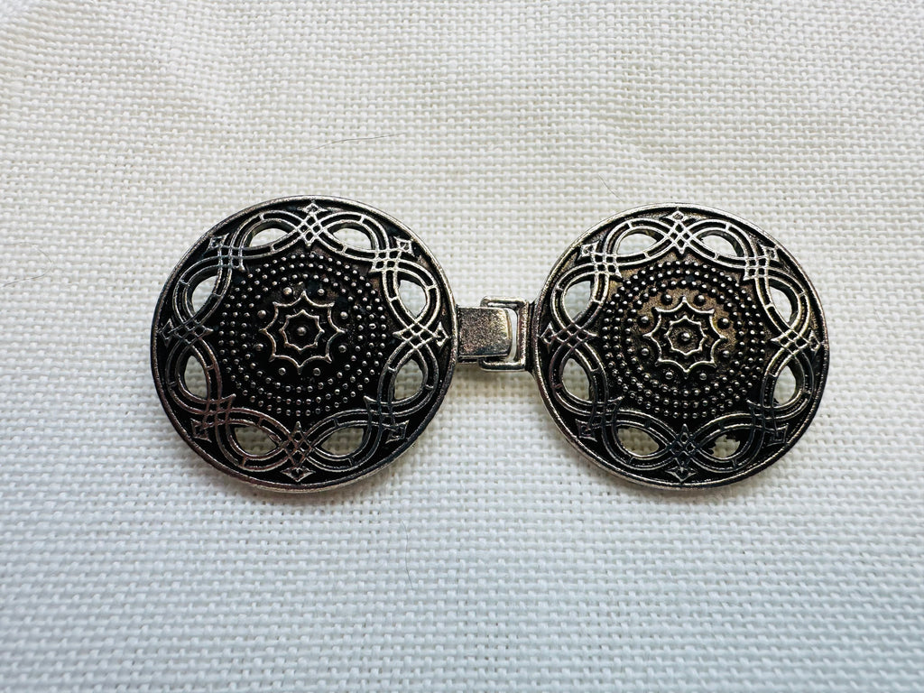Ornate Silver Tone Sew-On Clasp Fastener – 65mm – Cardigans, Capes & Jackets