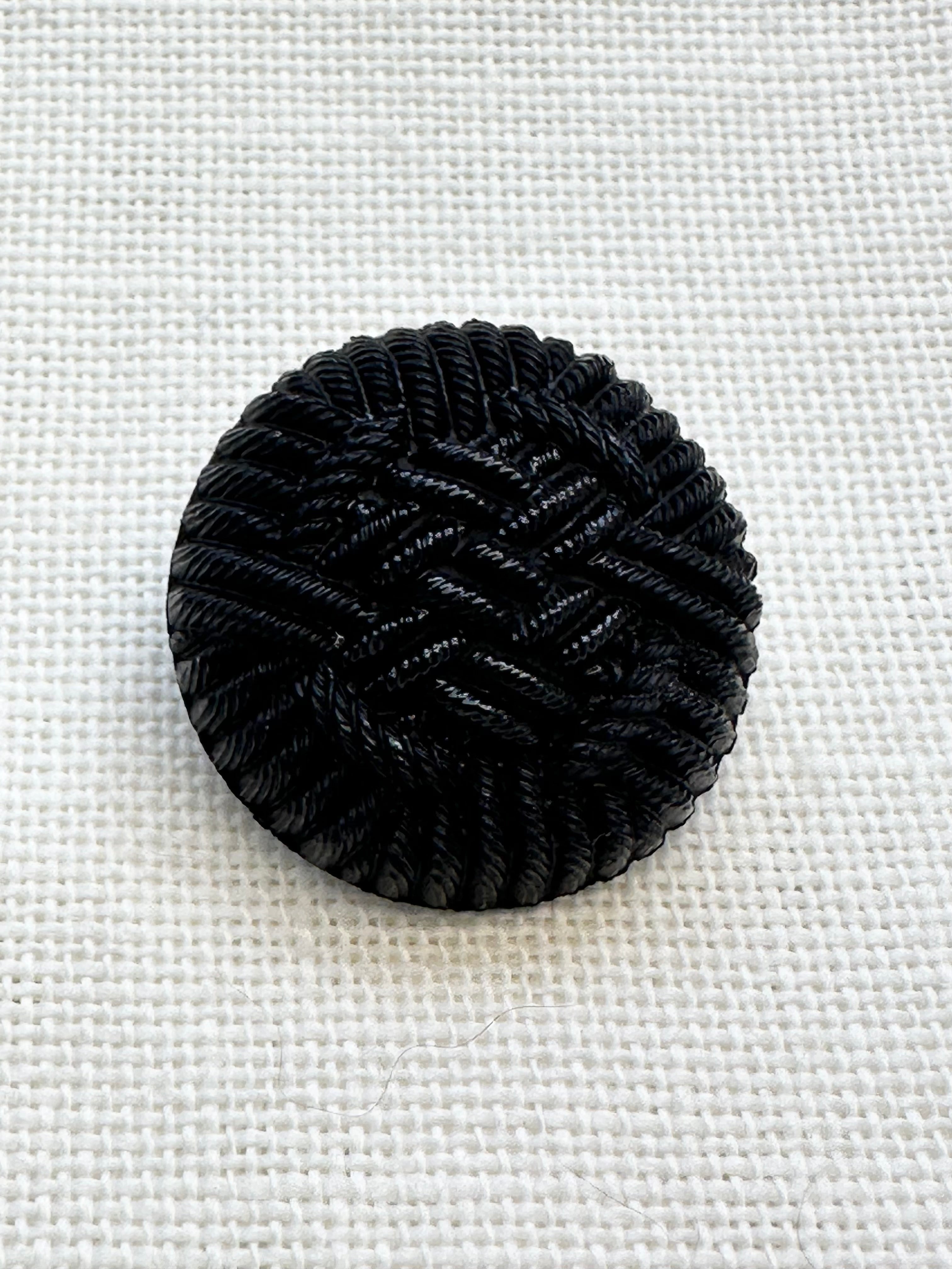 Black Textured Woven Button – 28mm Large Coat & Cardigan Button – Sold Individually