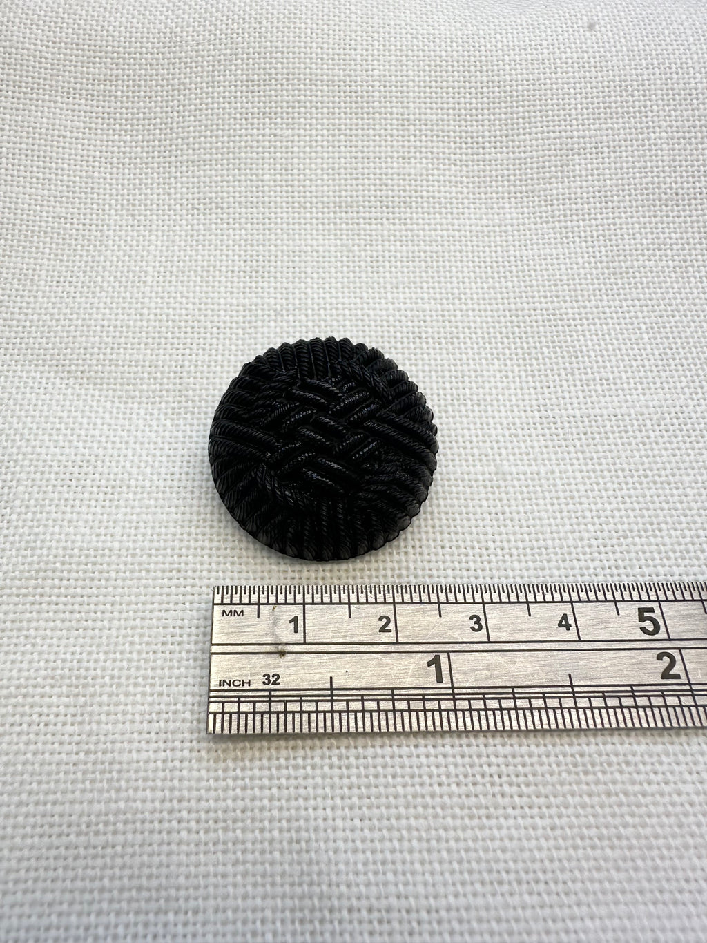 Black Textured Woven Button – 28mm Large Coat & Cardigan Button – Sold Individually